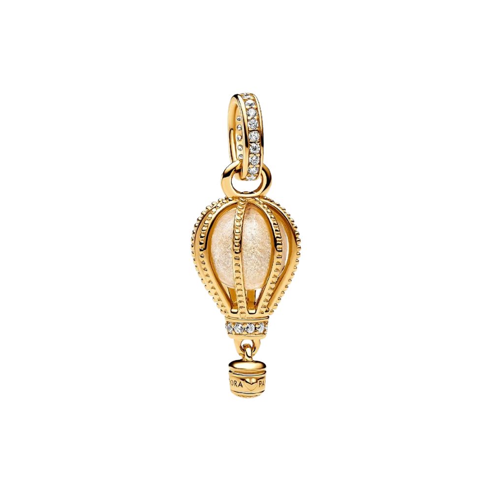 Pandora Charm-Einhänger 769434C01, Heißluftballon, vergoldet, Reisen, Glas, Zirkonia