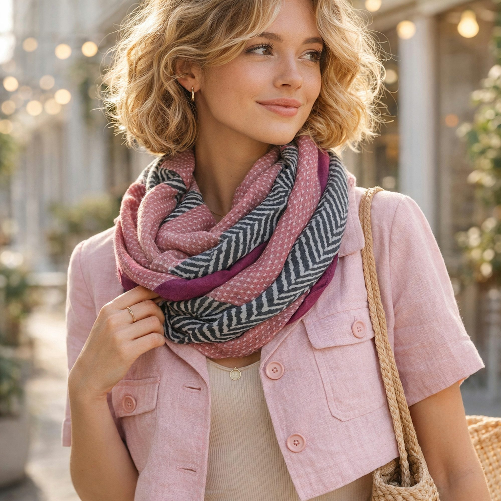 Ella Jonte Loop, mit modernem Rauten-Muster und stylishem Color-Blocking