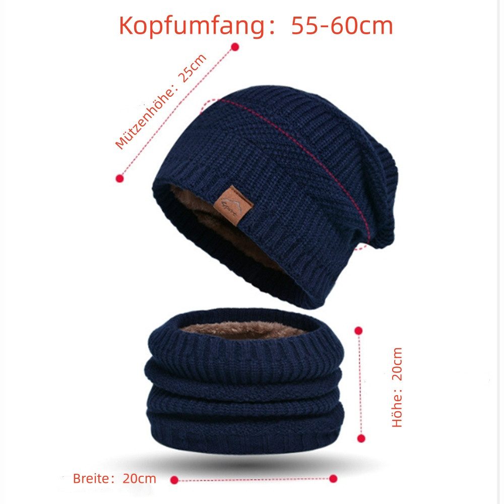 Zaewry Mütze & Schal 3 Stück Mütze, Schal & Handschuh-Sets für Herren Damen (Strick Gefüttert Beanie Mütze Touchscreen Handschuhe Schal Wärmer) für Kaltes Wette – Bild 3 von 5
