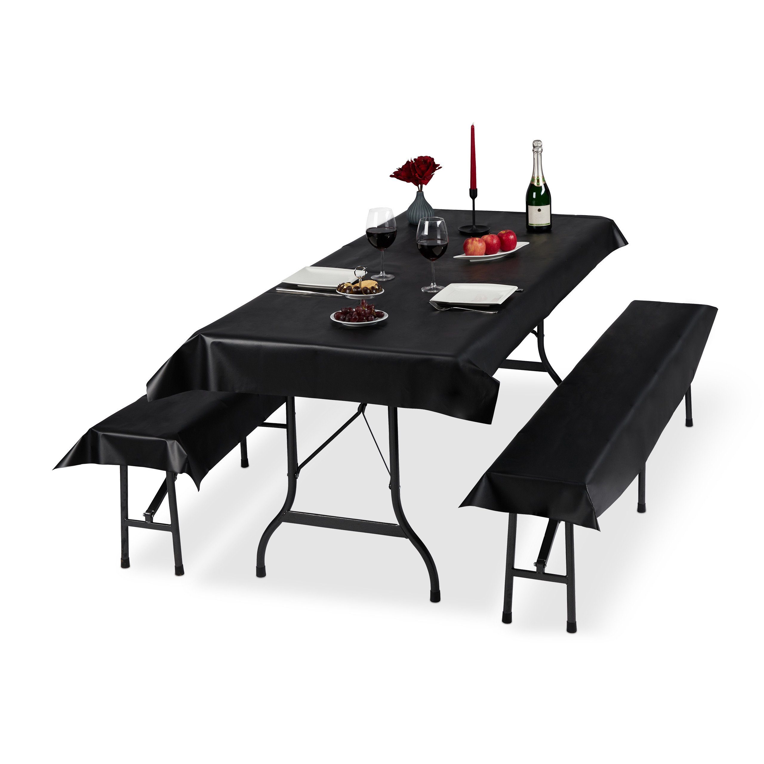 relaxdays Bierzeltgarnitur Auflage 3er Set, Schwarz günstig online kaufen