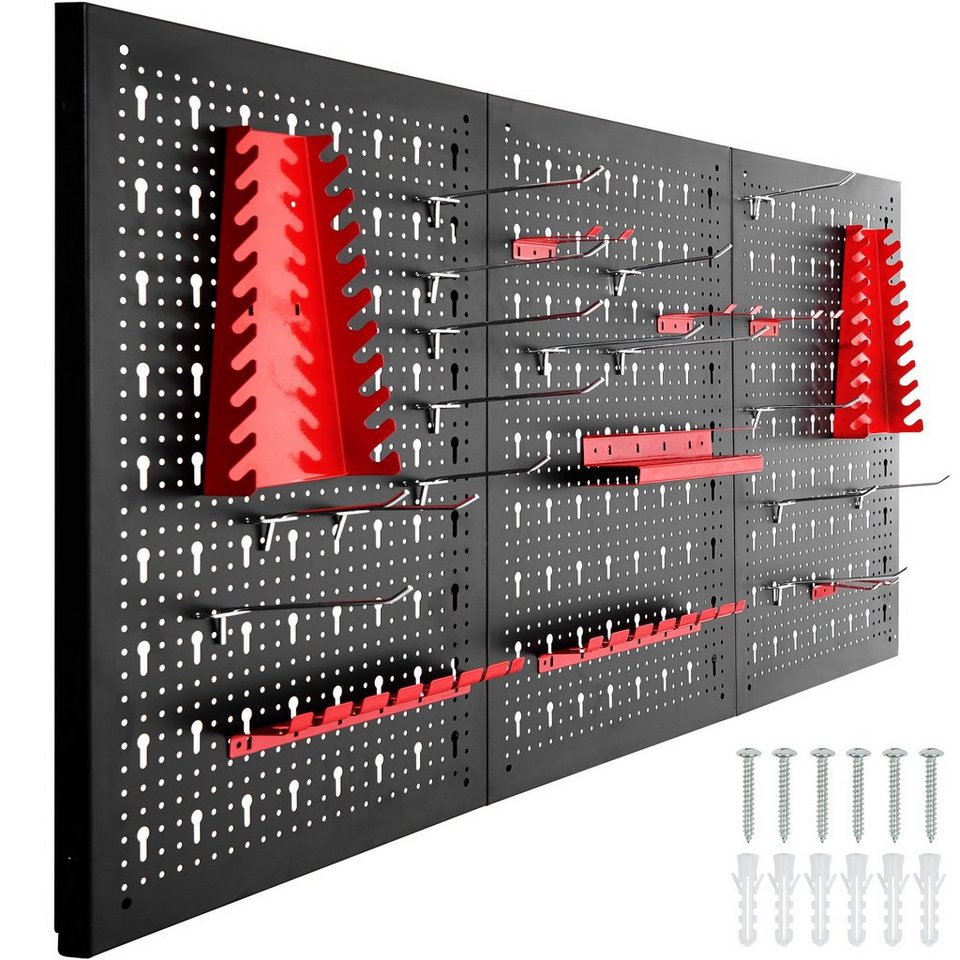 tectake Lochwand Werkzeuglochwand mit 25 Haken und Halterungen