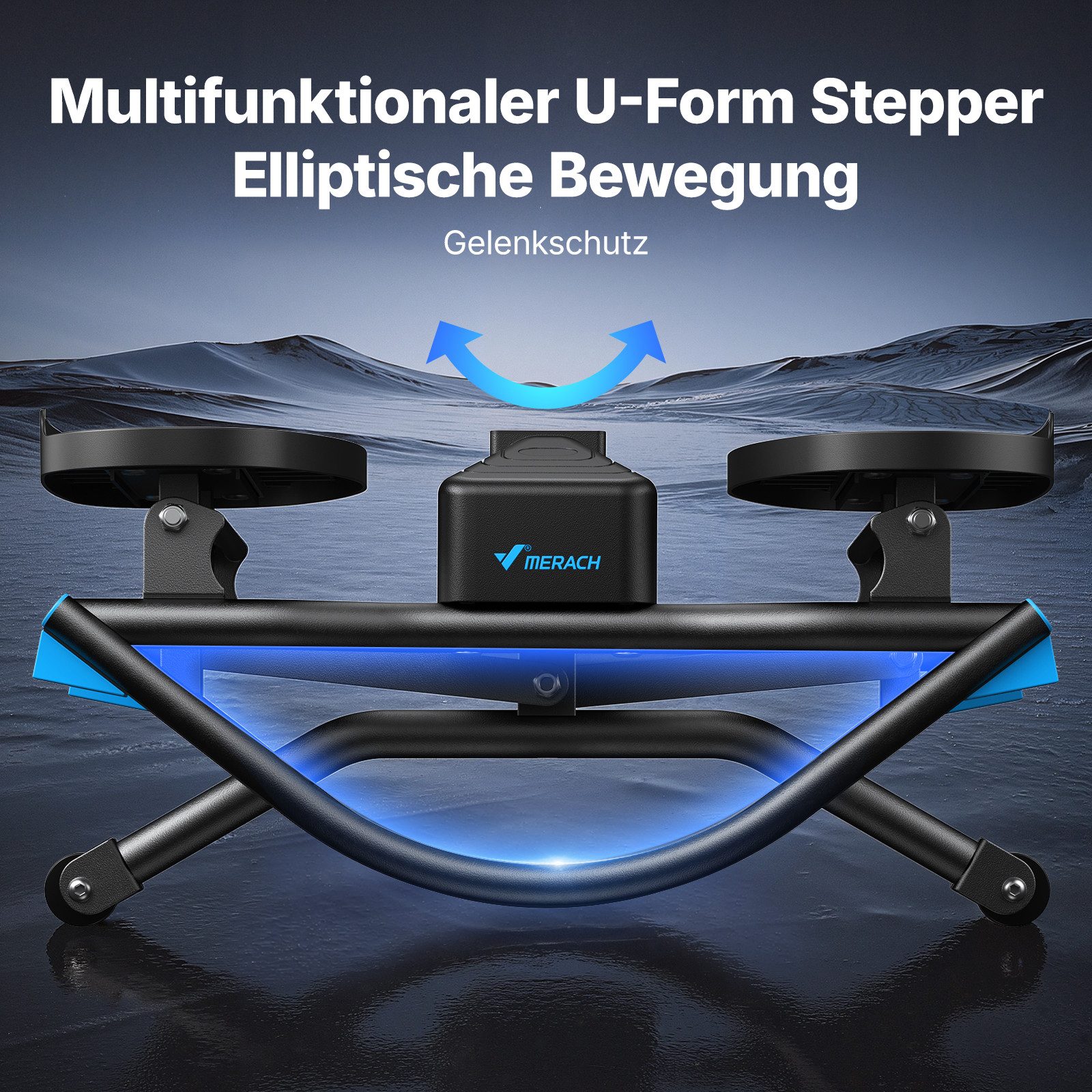 MERACH Stepper mit 3D-Seitwärtsbewegung und LCD-Display (Mini-Stepper Heimtrainer mit rutschfesten Pedalen, 1-tlg., U-Form Stepper inklusive Trainingscomputer für Zuhause), Gelenkschonend, leise & platzsparend, max. 150 kg