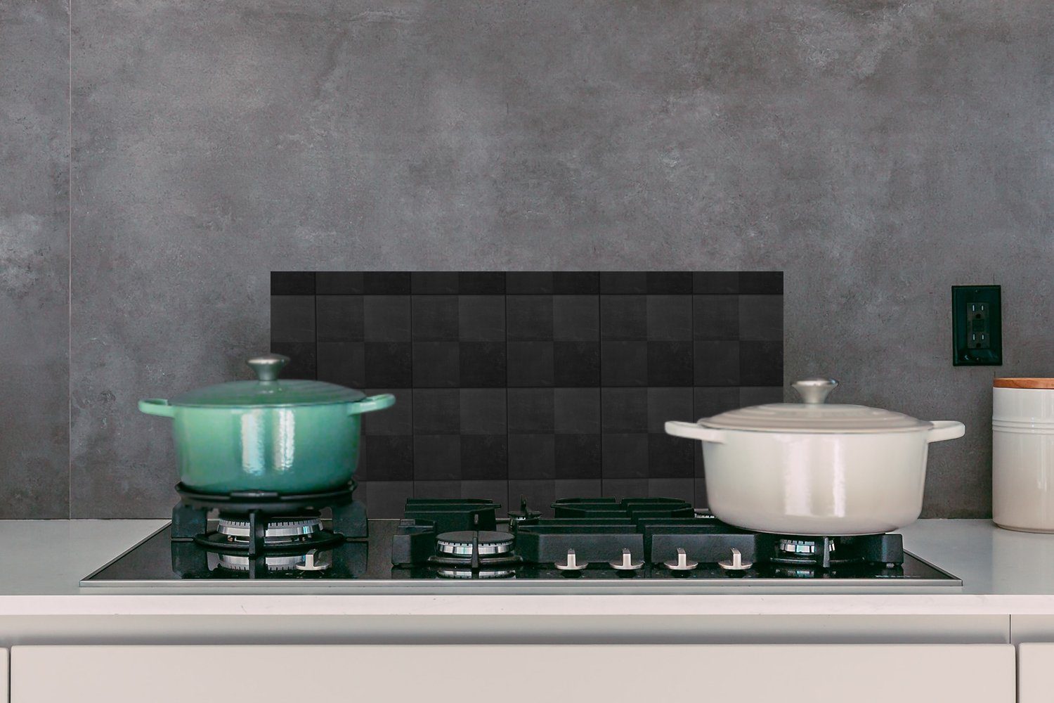 Kacheln für MuchoWow Schwarz, und - gegen Schmutzflecken Muster Wandschutz, - Fett Küchen Küchenrückwand cm, 60x30 (1-tlg),
