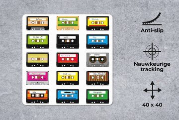 MuchoWow Gaming Mauspad Muster - Kassettenkassetten - Musik (1-St), Mousepad mit Rutschfester Unterseite, Gaming, 40x40 cm, XXL, Großes