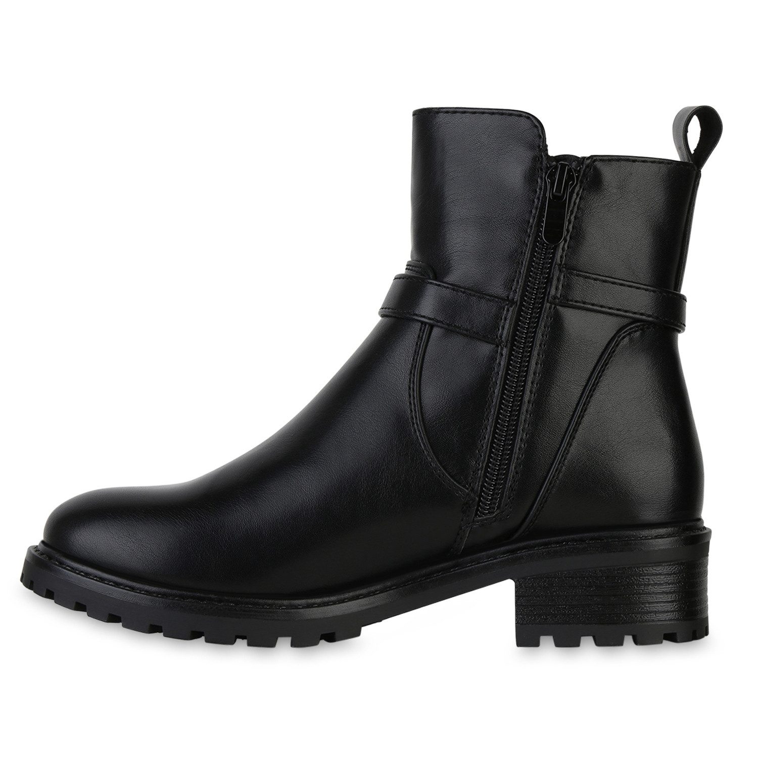VAN HILL 841336 Bikerboots Damen Leicht Gefütterte Biker Boots Stiefeletten günstig online kaufen