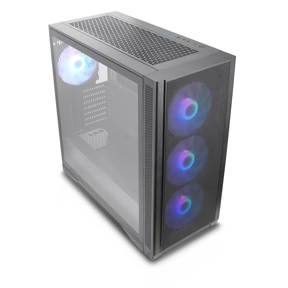 Silentware PC-Gehäuse Air 1000 Black, (Computer Case, 1 St., Midi Tower), Glas-Seitenfenster, 4X 140mm A-RGB Lüfter, GPU 400mm, ATX, Schwarz