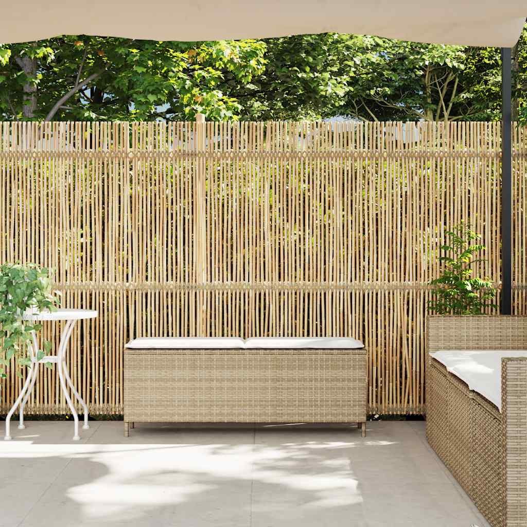 vidaXL Gartenbank Gartenbank mit Kissen Beige 110x30x40,5 cm Poly Rattan (1-St)