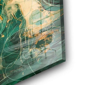 DOTCOMCANVAS® Acrylglasbild Green Energy - Acrylglas, Acrylglasbild Abstrakte Kunst moderne Kunst hochkant gold grün