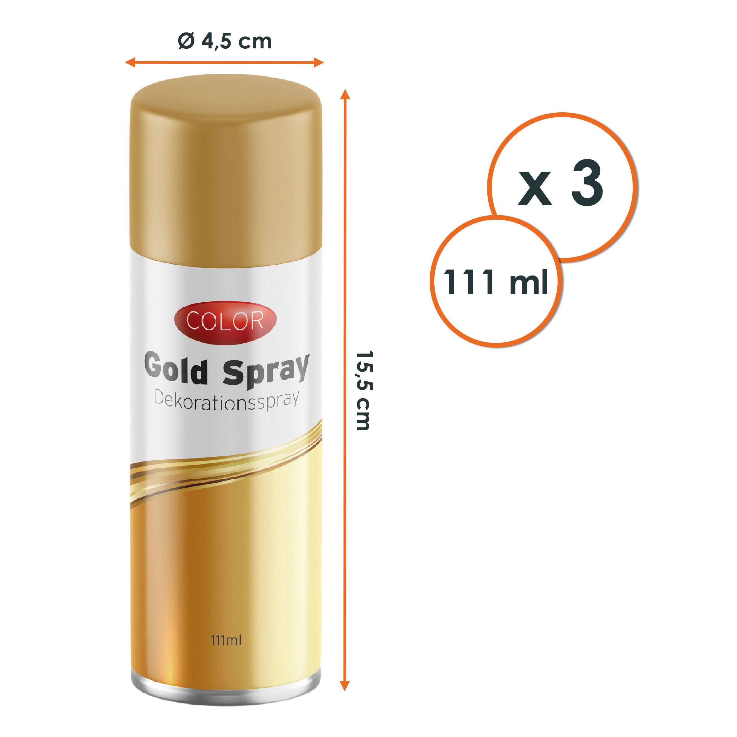 Spetebo Sprühflasche Dekospray 111 ml - 3er Pack - Glitzer Spray zum Basteln, (1-tlg), Vielseitig einsetzbar