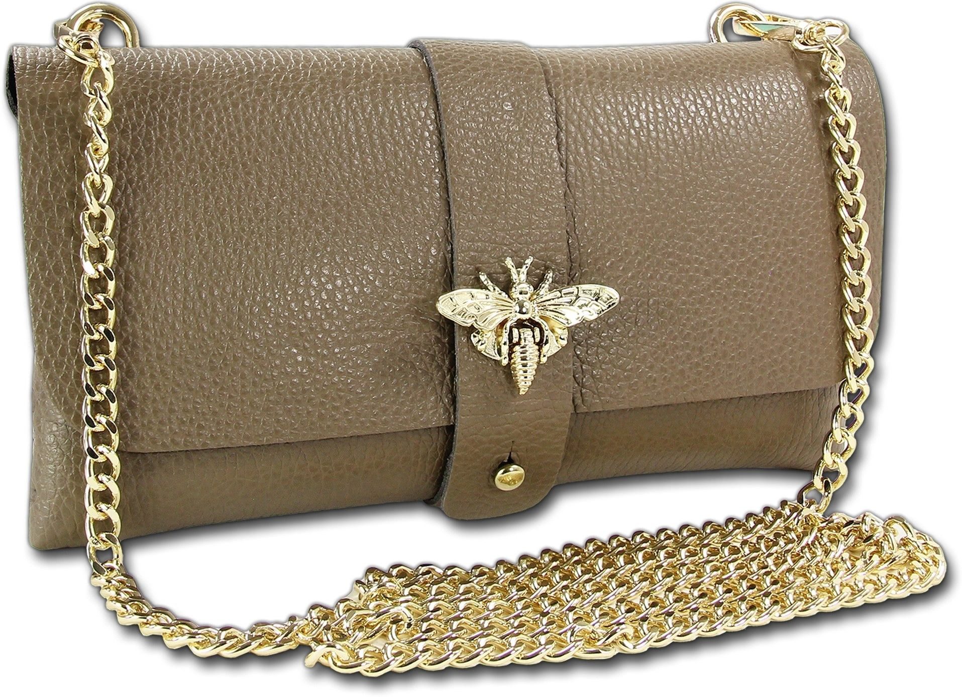 Toscanto Clutch Toscanto Damen Schultertasche Clutch (Clutch, Clutch), Damen Tasche Echtes Leder taupe, beige, Made-In Italy