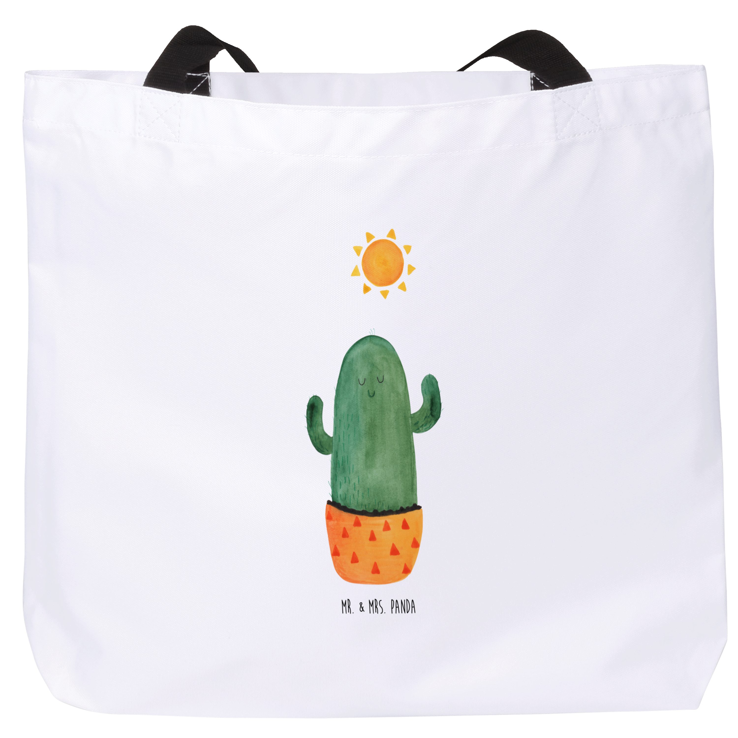 Shopper Kaktus Sonne, Schultasche, Weiß, Freundin, Glück, Laptoptasche, Gesch