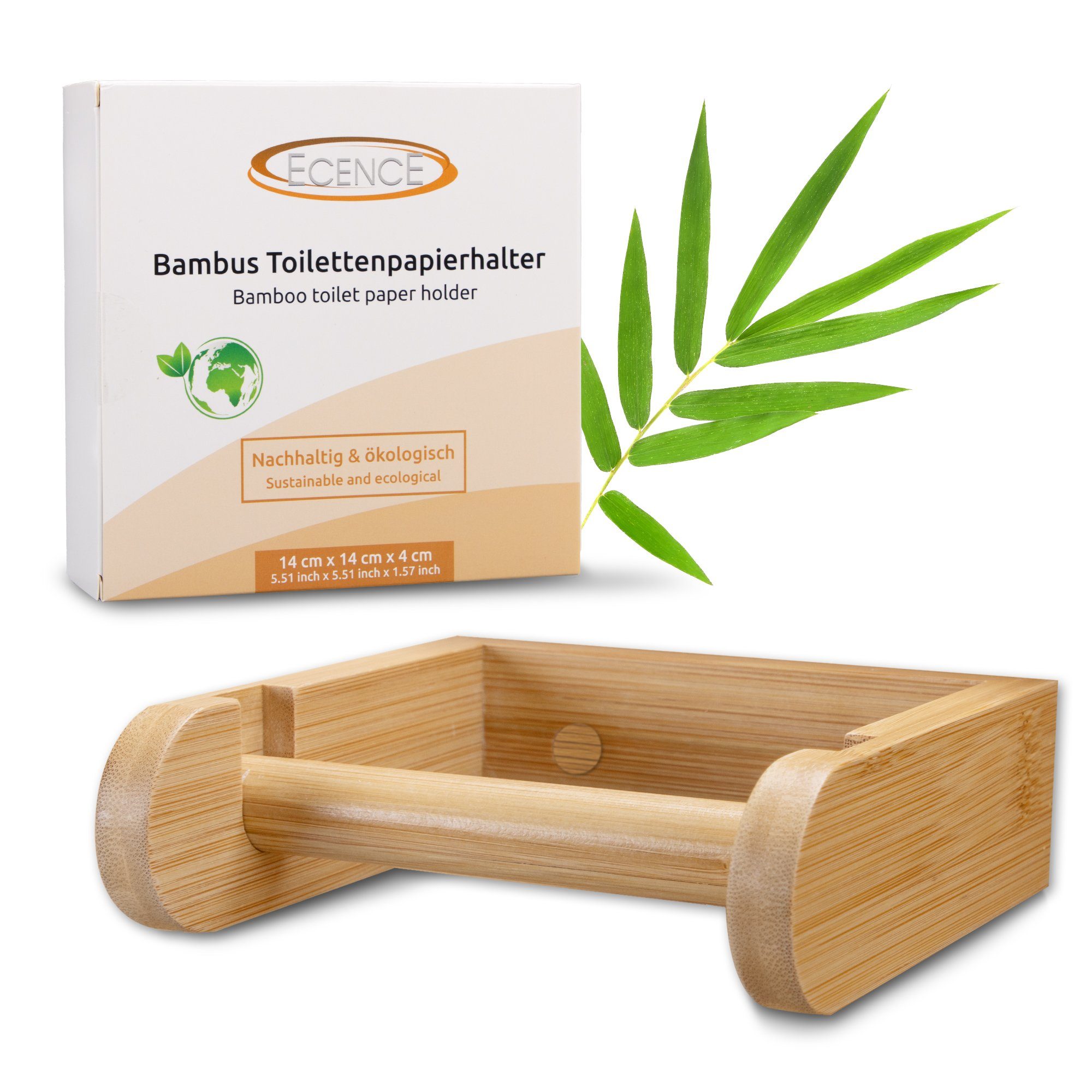 ECENCE Toilettenpapierhalter 1x Toiletten-Klo-Papierhalter Bambus Wandmonta günstig online kaufen