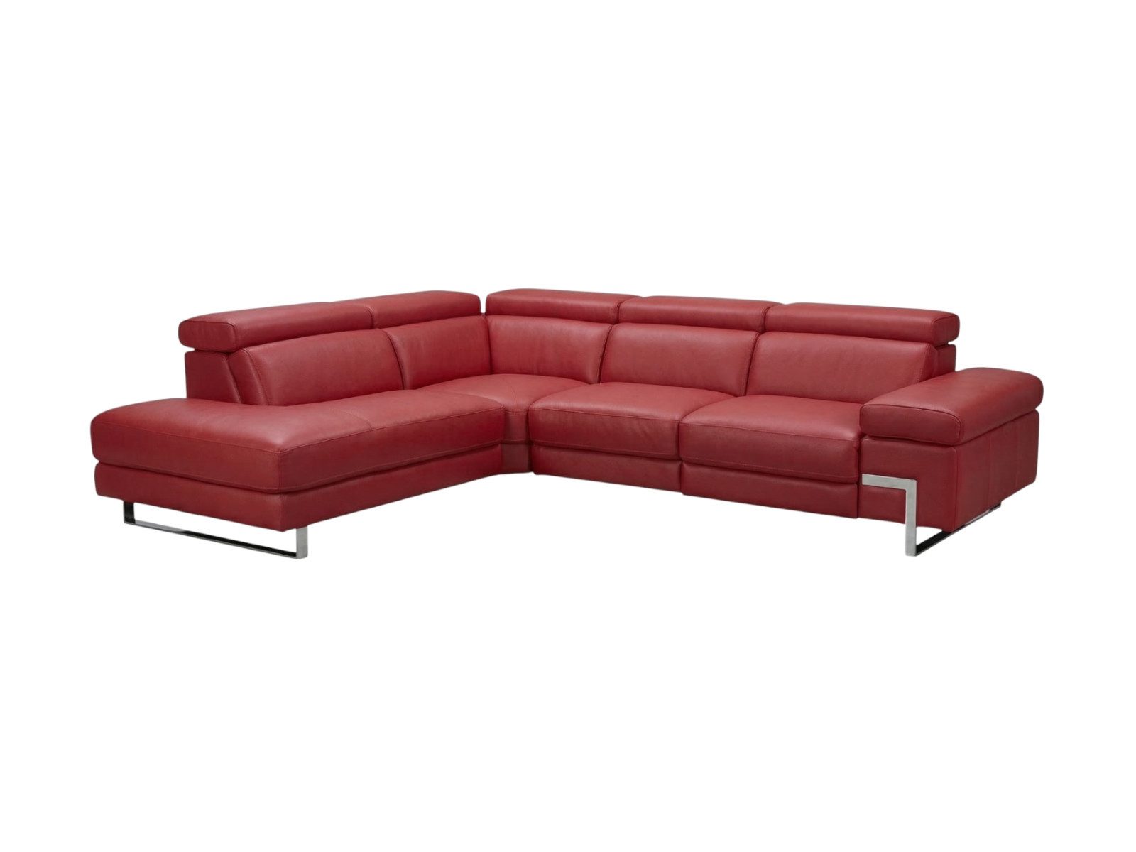 Villa Möbel Ecksofa Opera, L-Form 1 Teile, Echtleder-Ecksofa mit Kopfteilverstellung fürs Wohnzimmer