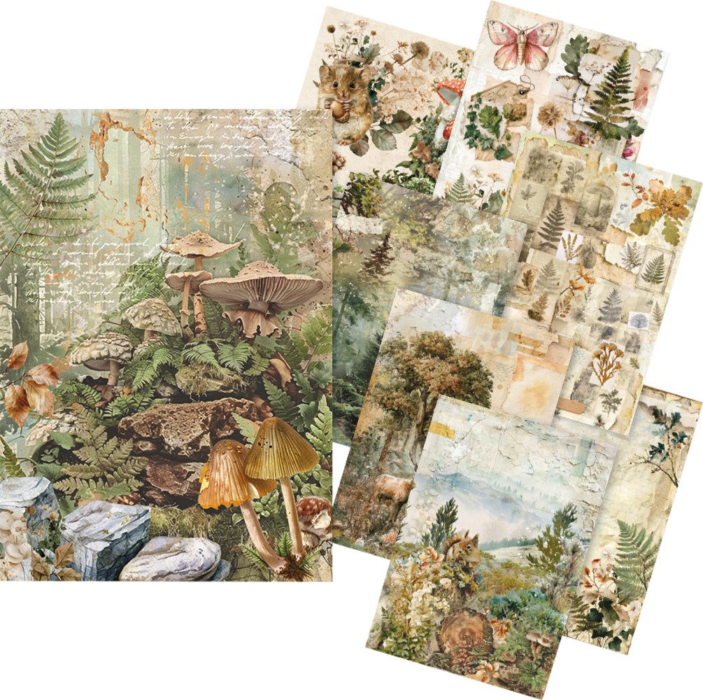 Ciao Bella Seidenpapier Motiv-Strohseiden Sortiment The Nature Journal, DIN A5, 8er-Set