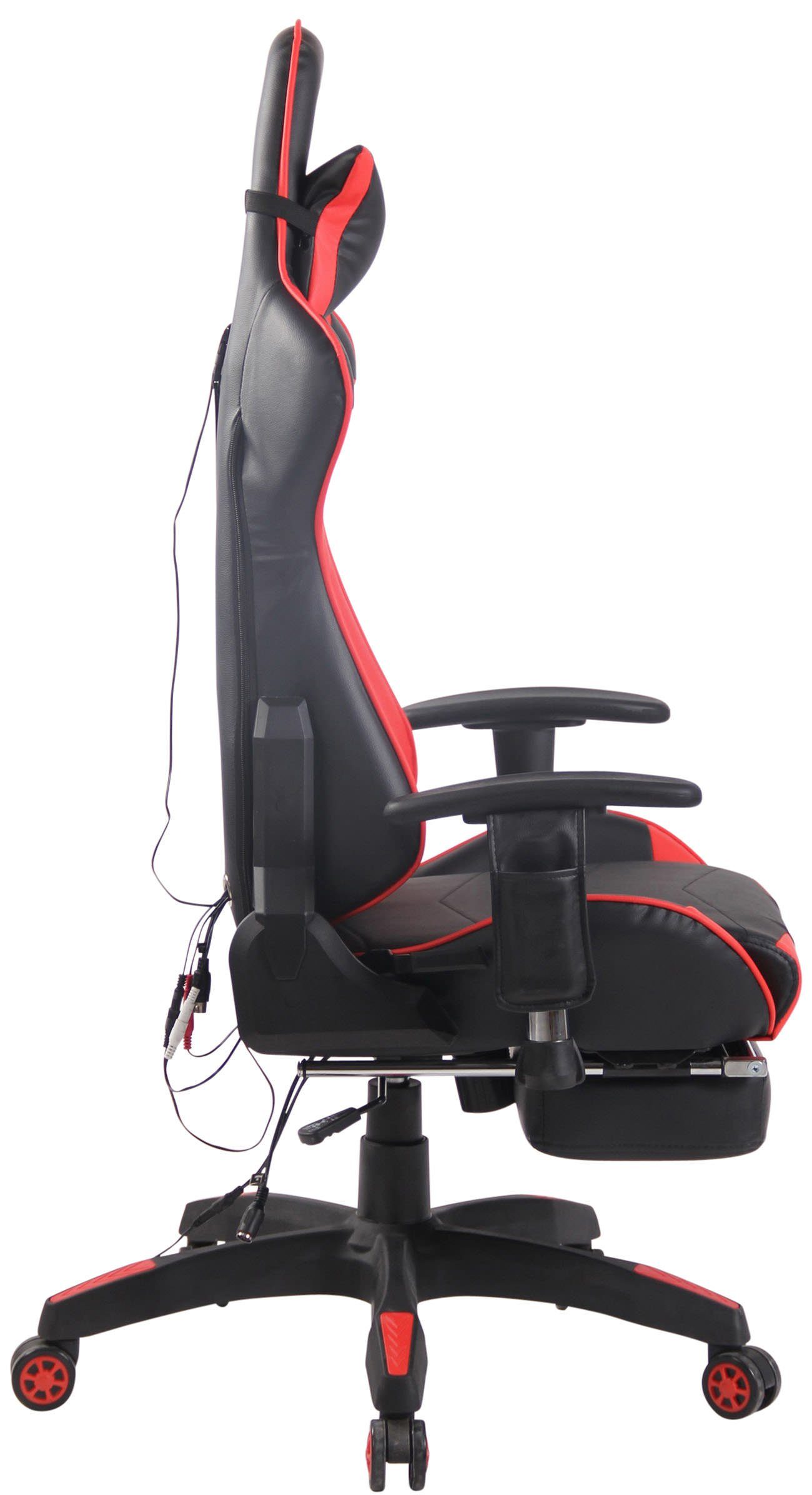CLP Kunstleder, Turbo XFM Fußablage Gaming schwarz/rot Chair Massagefunktion,
