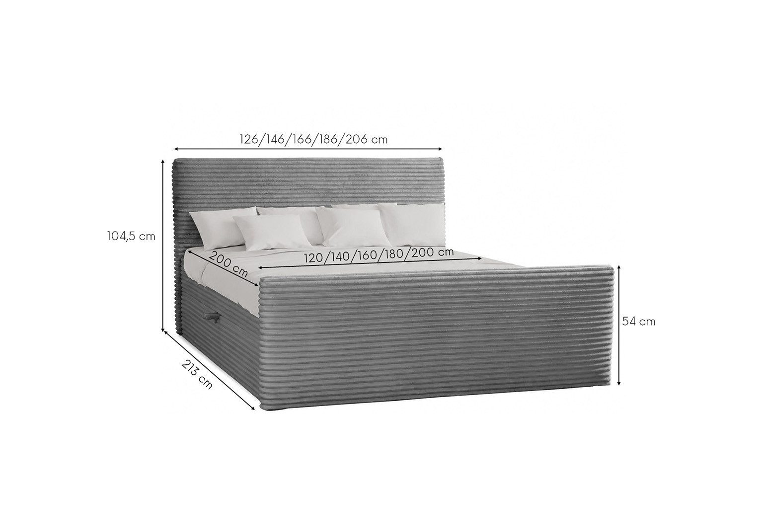 Kaiser Möbel Boxspringbett Trento mit Bettkasten, Topper und Bonellmatratze, VELO Stoff (Komplett-Set (Bettgestell, Matratze, Topper), mit Topper mit Bettkasten antibakterieller Bezug einfache Montage