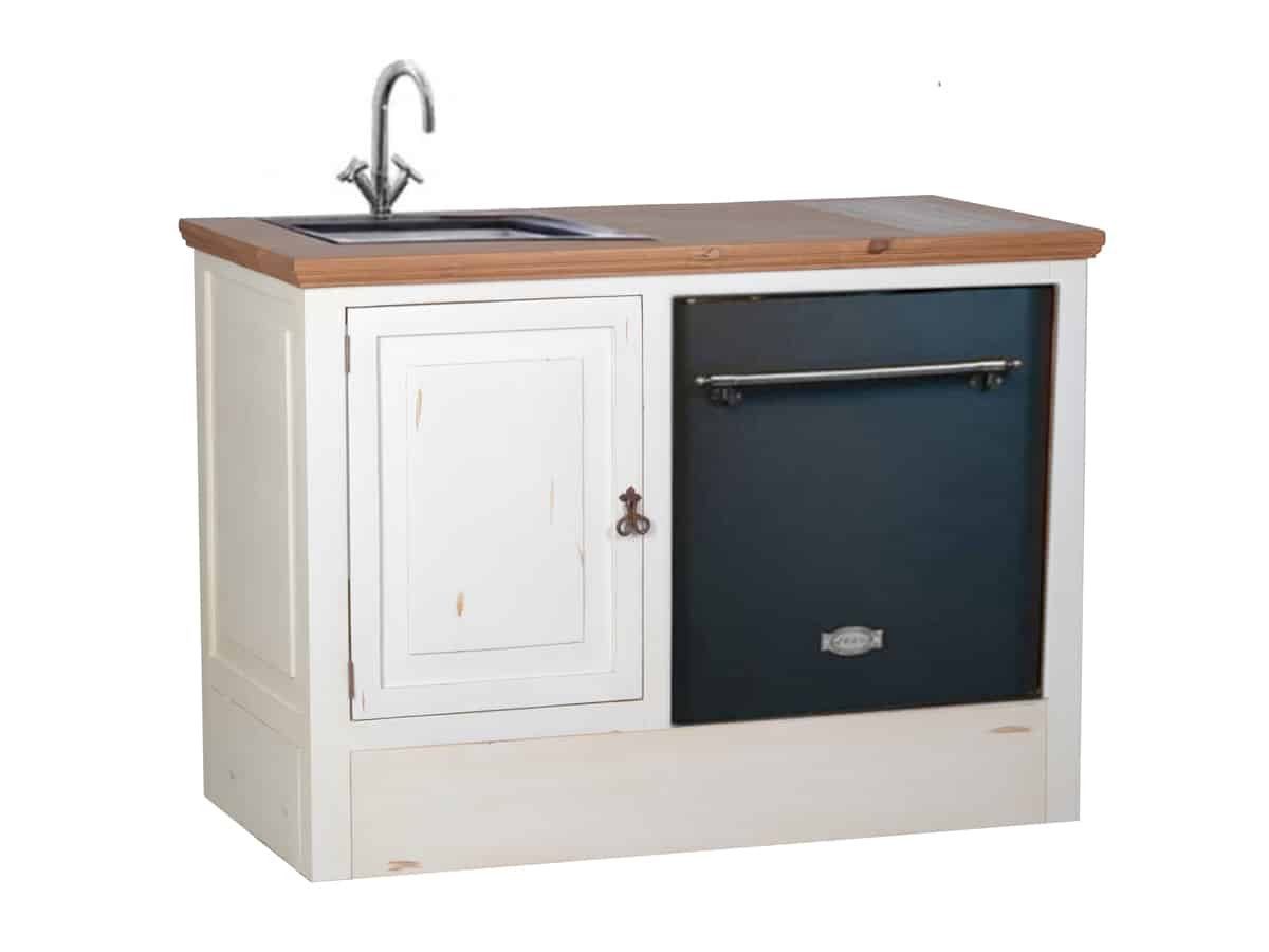 MiaMöbel Spülenschrank Mexico aus massivem Pinienholz Weiß