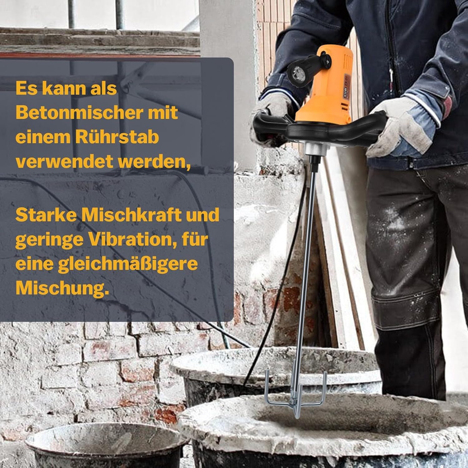 XERSEK Trockenbauschleifer 2in1 Putzglättmaschine Ø380mm Rührwerk 1680W Putzbearbeitungsmaschine, max. 2800,00 U/min, Beton Mörtel Rührer Handrührwerk Wandschle – Bild 3 von 5