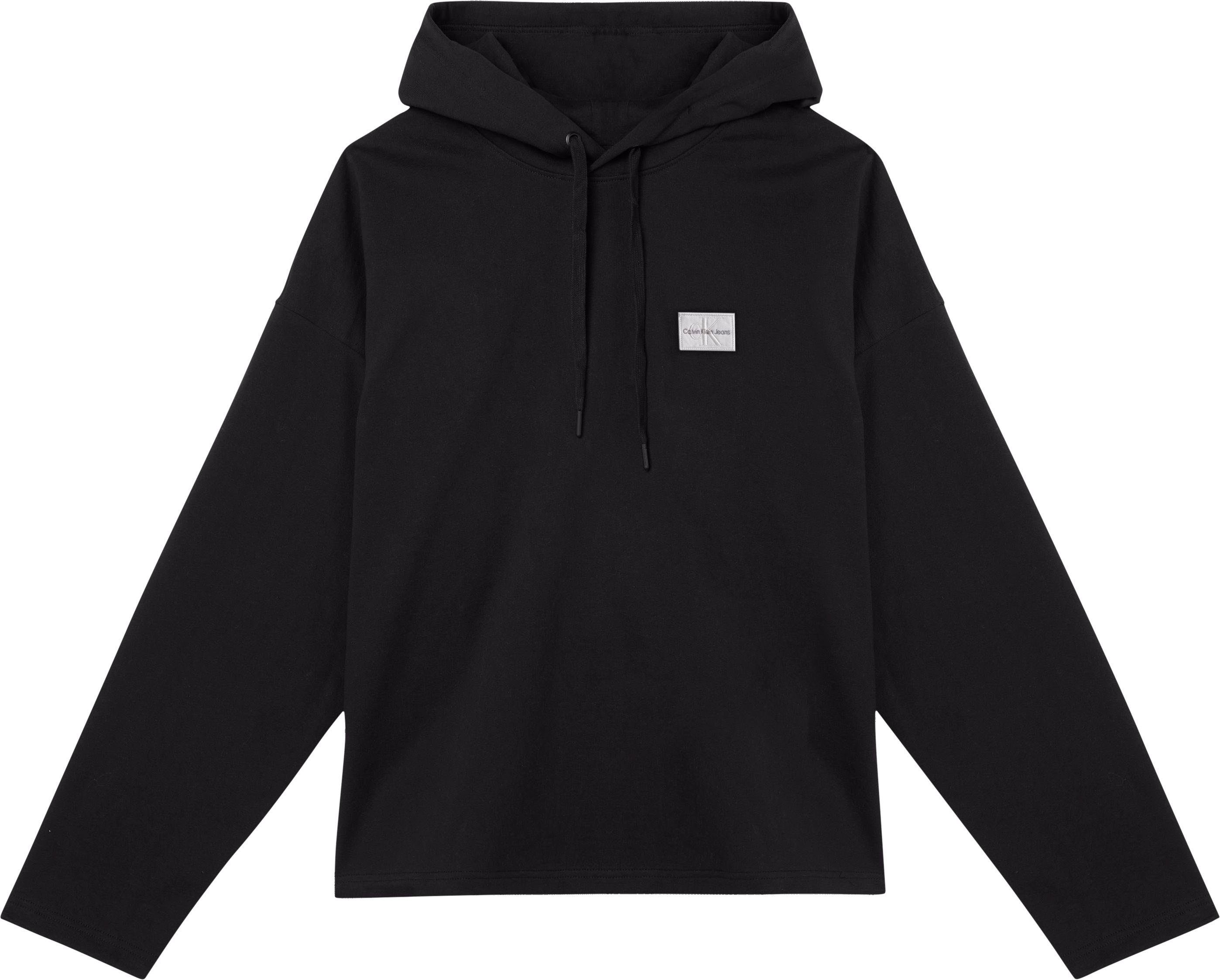 Calvin Klein Jeans auf Kapuzensweatshirt Logo-Badge Brust der Klein mit schwarz Calvin