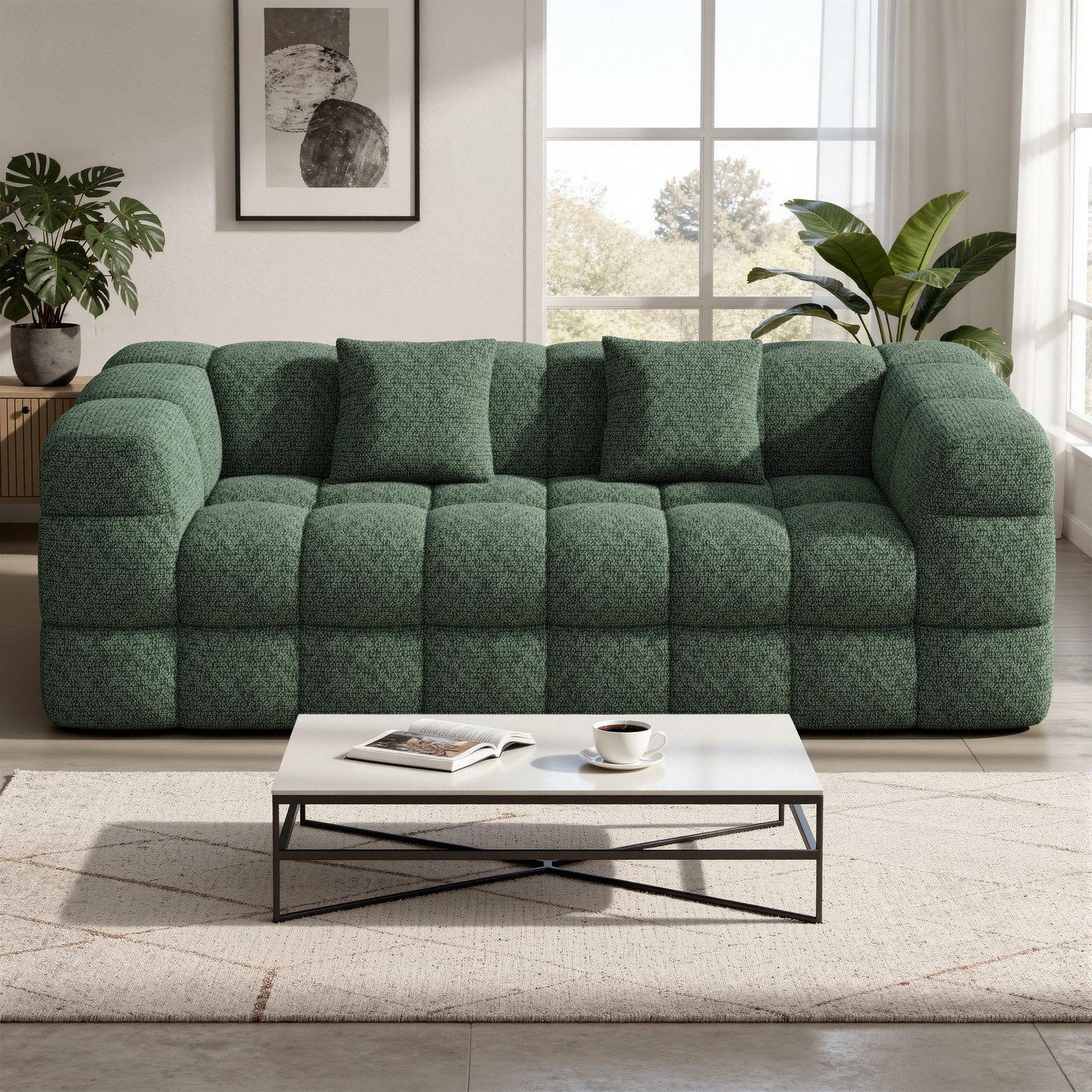Aivermeil Sofa Montagefreies Wohnzimmersofa, minimalistisches Cloud-Sofa 190 cm, 1 Teile, aus weichem Chenille mit Tiefsitz, ideal für 2-3 Personen