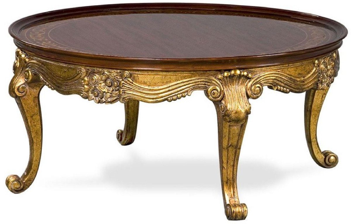 [Heiße Verkäufer] Casa Padrino Couchtisch Luxus Barock Handgefertigte & Antik Prunkvoll Braun - Tisch Möbel Gold Edel Massivholz Barockstil / - - Runder im Couchtisch Barock
