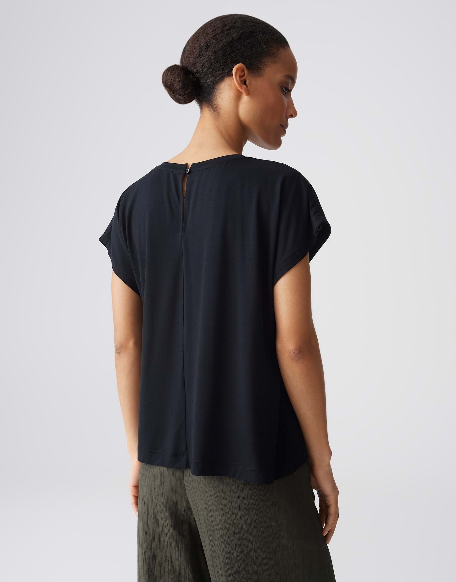 OPUS Kurzarmshirt SIFEM mit dezenter Struktur Shirt Loose Fit Justierbare Kordel für eine variabel definierte Silhouette