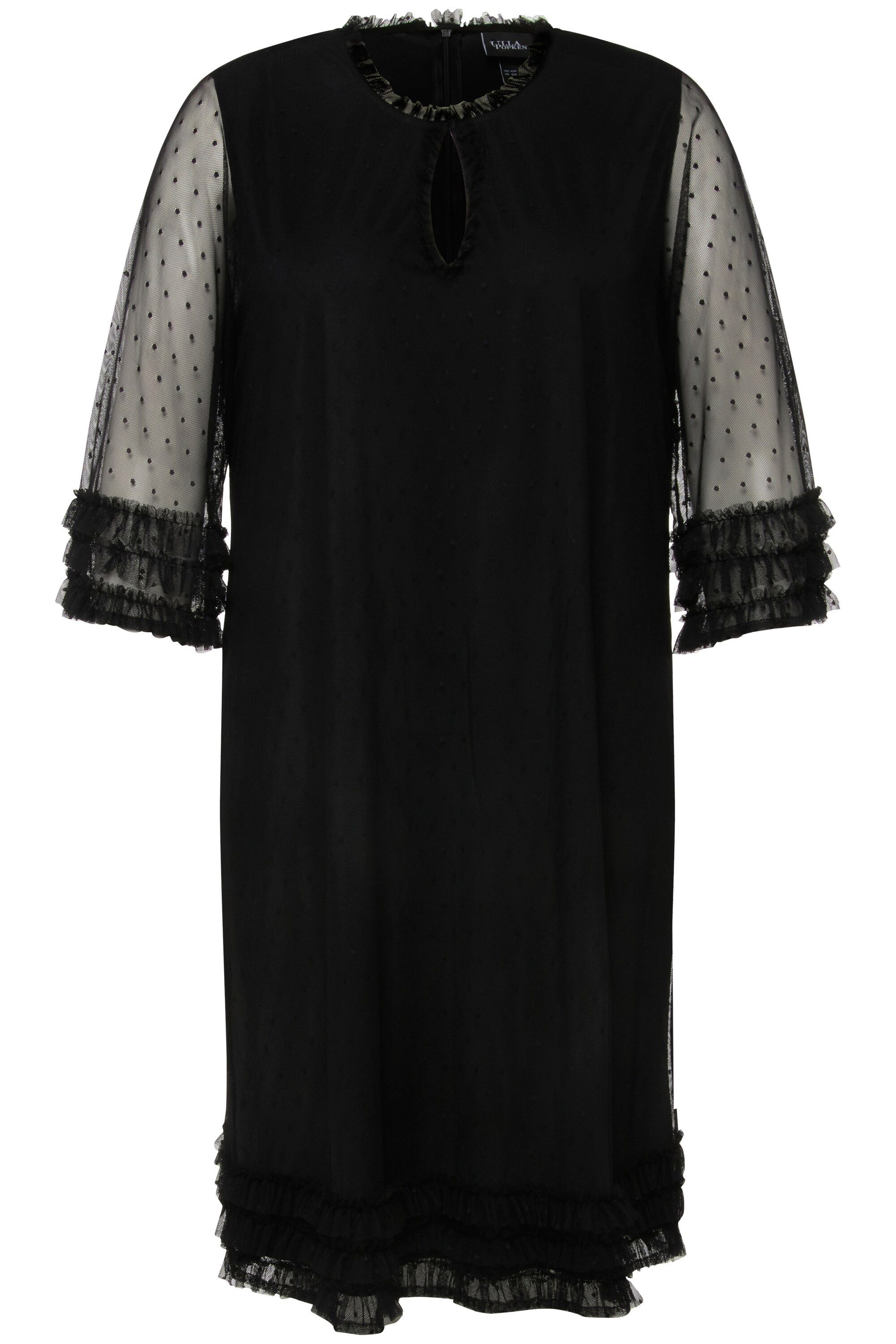 Ulla Popken Cocktailkleid Meshkleid A-Linie Rüschen günstig online kaufen
