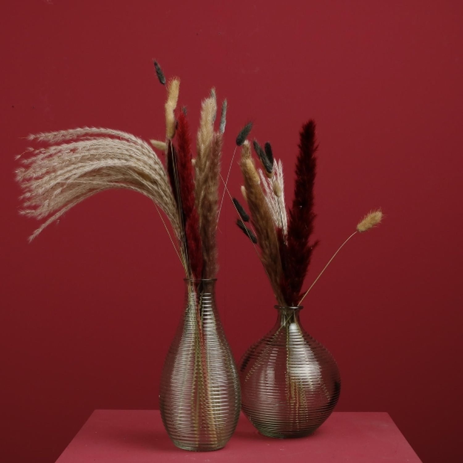 Werner Voß Dekovase Vase - gerillt - grün - eingefärbtes Glas - 11,5x24 cm