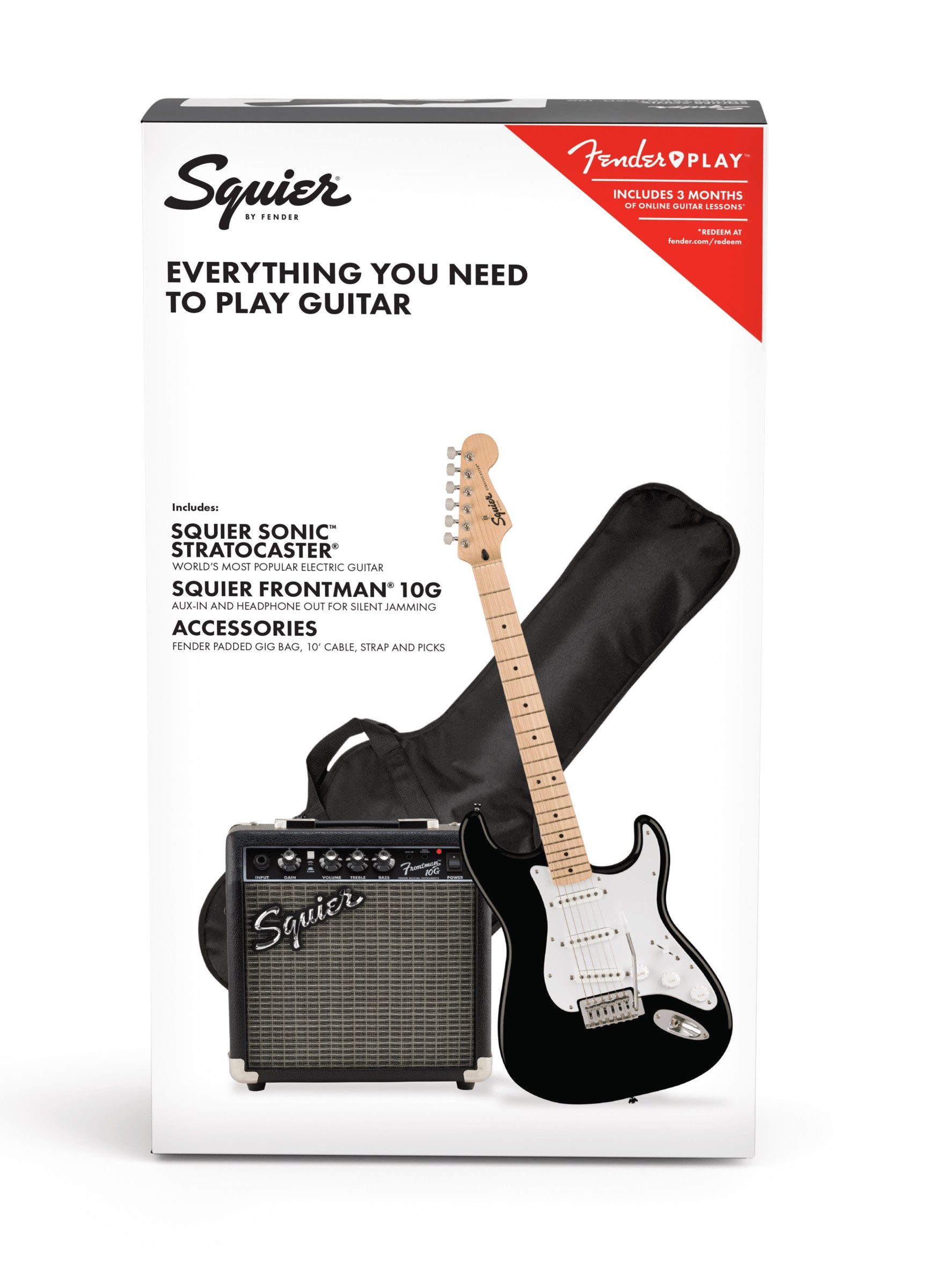 Squier E-Gitarre Fender Squier Sonic Stratocaster Pack IL Bk