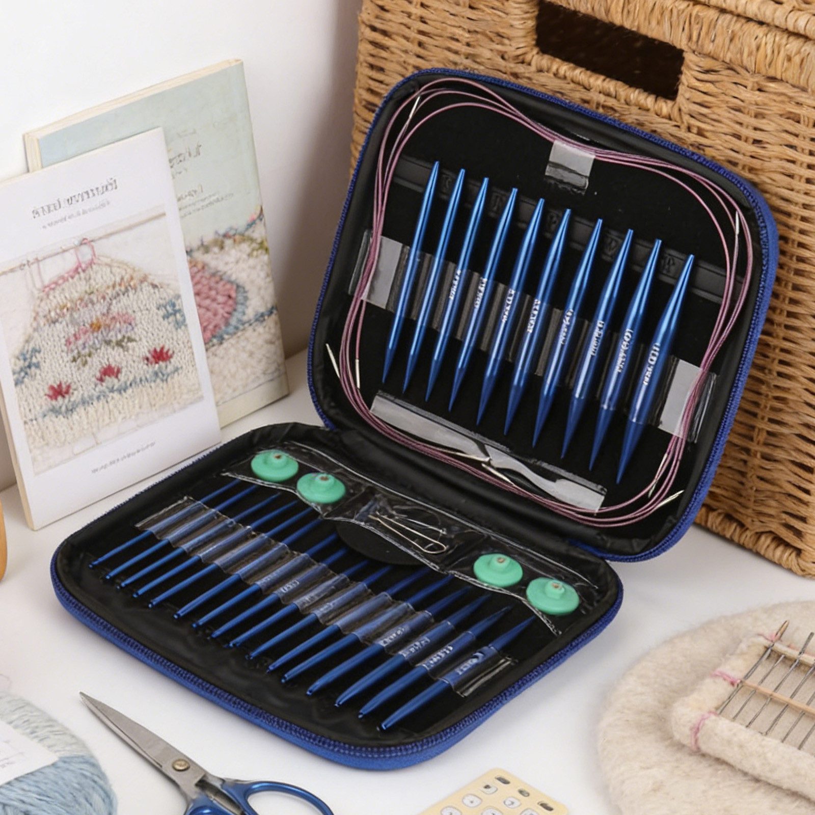 HAUSS SPOLE Rundstricknadeln Stricknadelset mit Aufbewahrungsbox Rundstricknadel-Set für Anfänger, Beinhaltet Rundstricknadeln von 3-10 mm und lange Rundstricknadeln