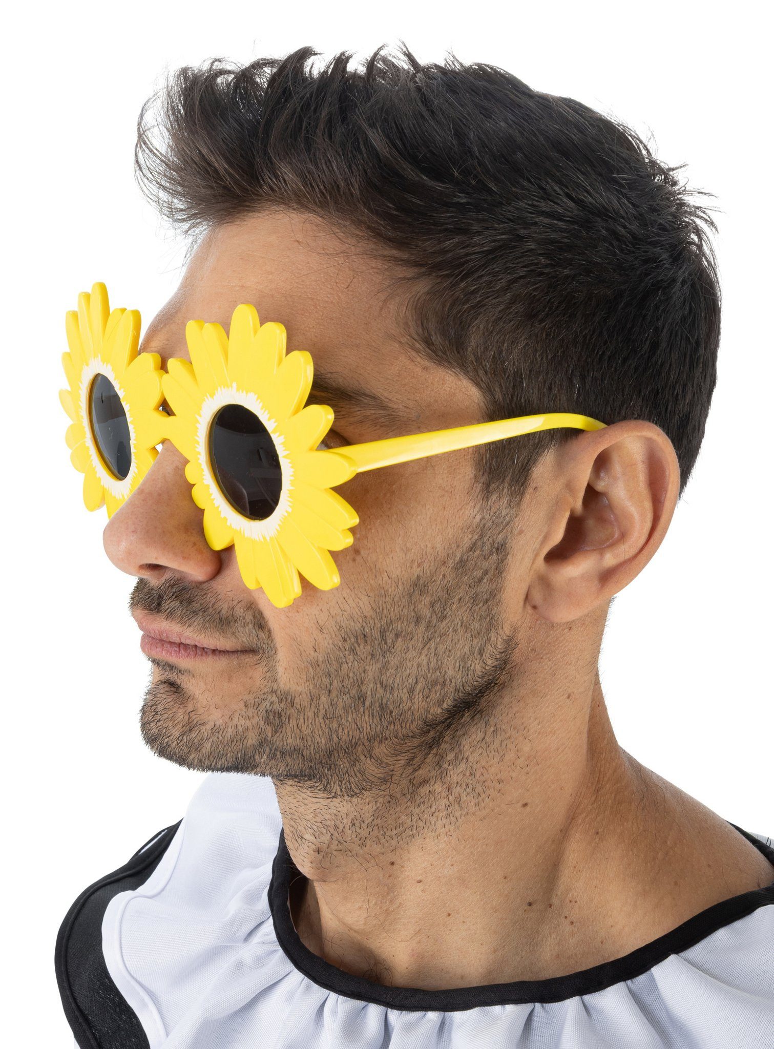 CHAKS Hippie-Kostüm Terrifier – Sonnenblume Brille, Jetzt wird's sonnig: Sonnenbrille in Form einer Sonnenblume