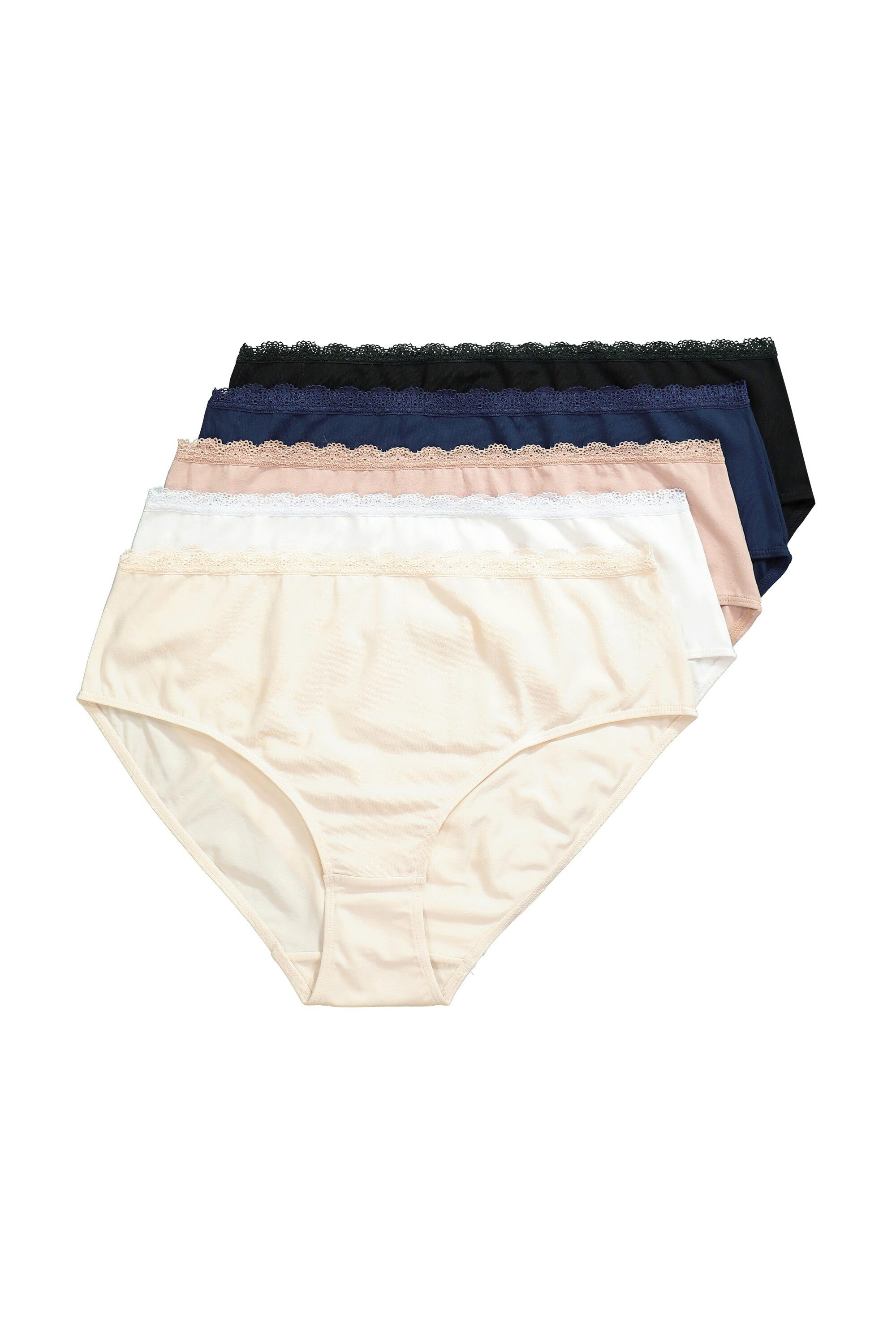 Ulla Popken Slip Midislips 5er-Pack Spitzenbund günstig online kaufen
