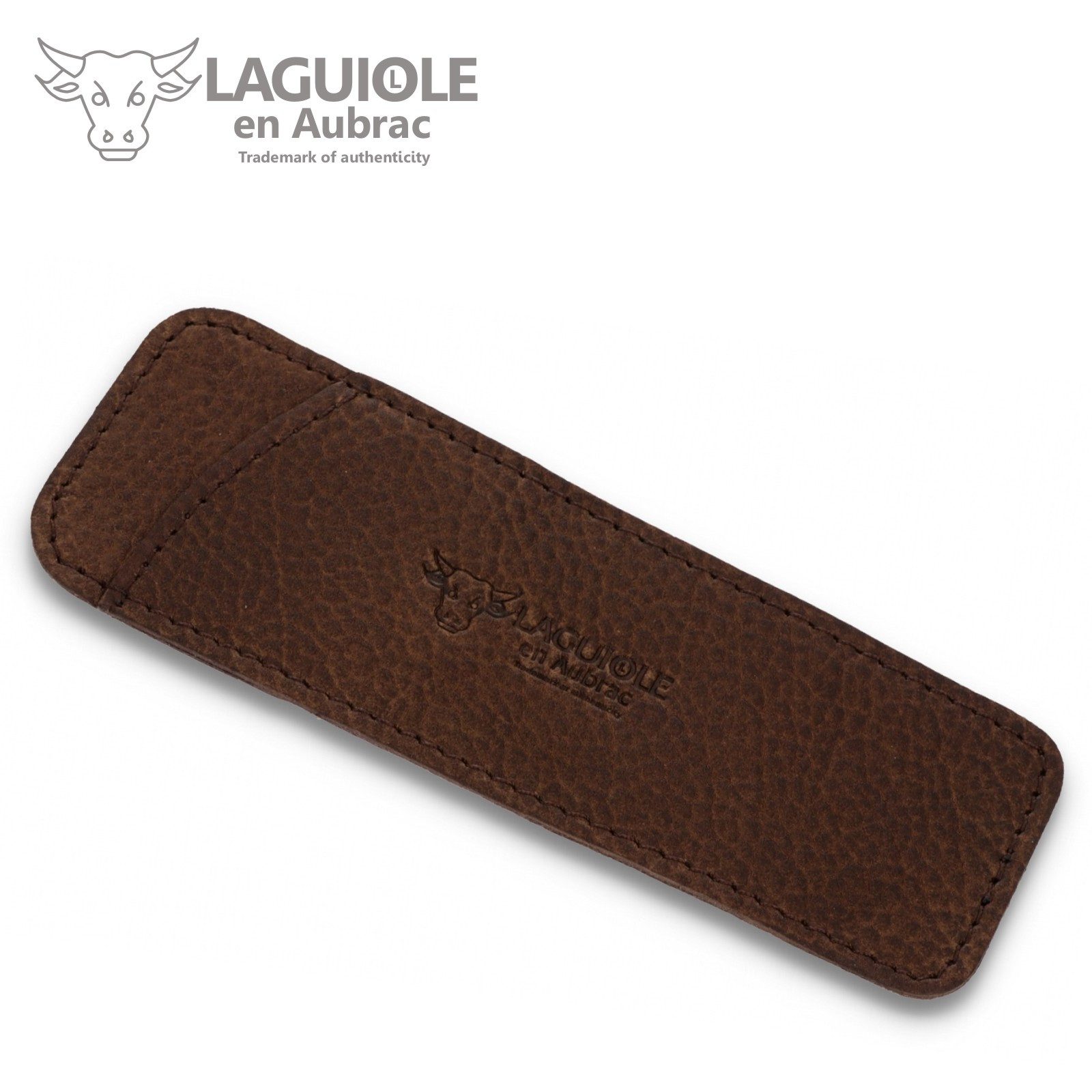 Laguiole en Aubrac Messertasche PC12 BR, Etui für Laguiole Messer mit 11/12 cm Grifflänge - Leder genarbt braun