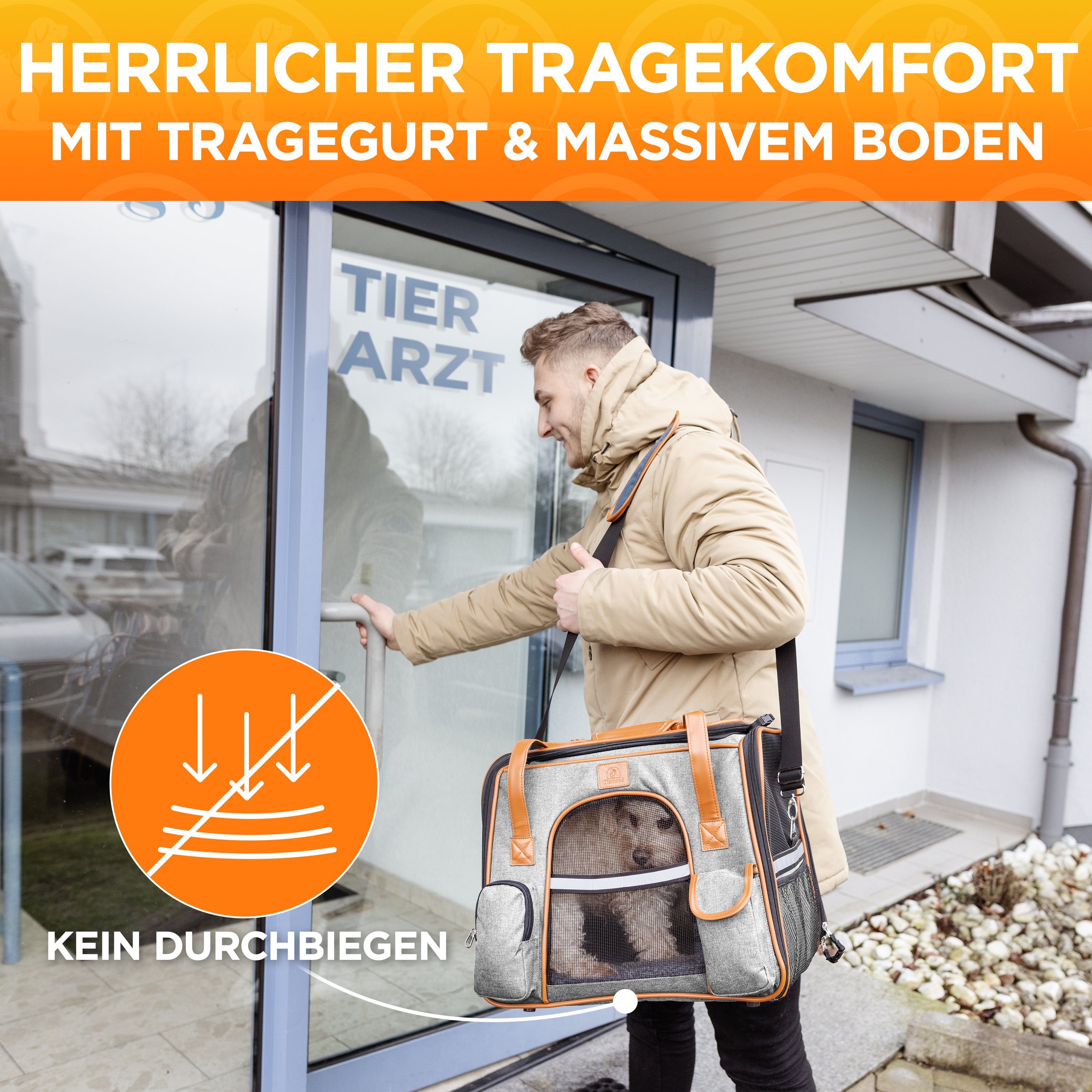 Tierhood Tiertransporttasche Faltbare Hundetasche – kleiner Hund & Katze – leichte Katzentasche