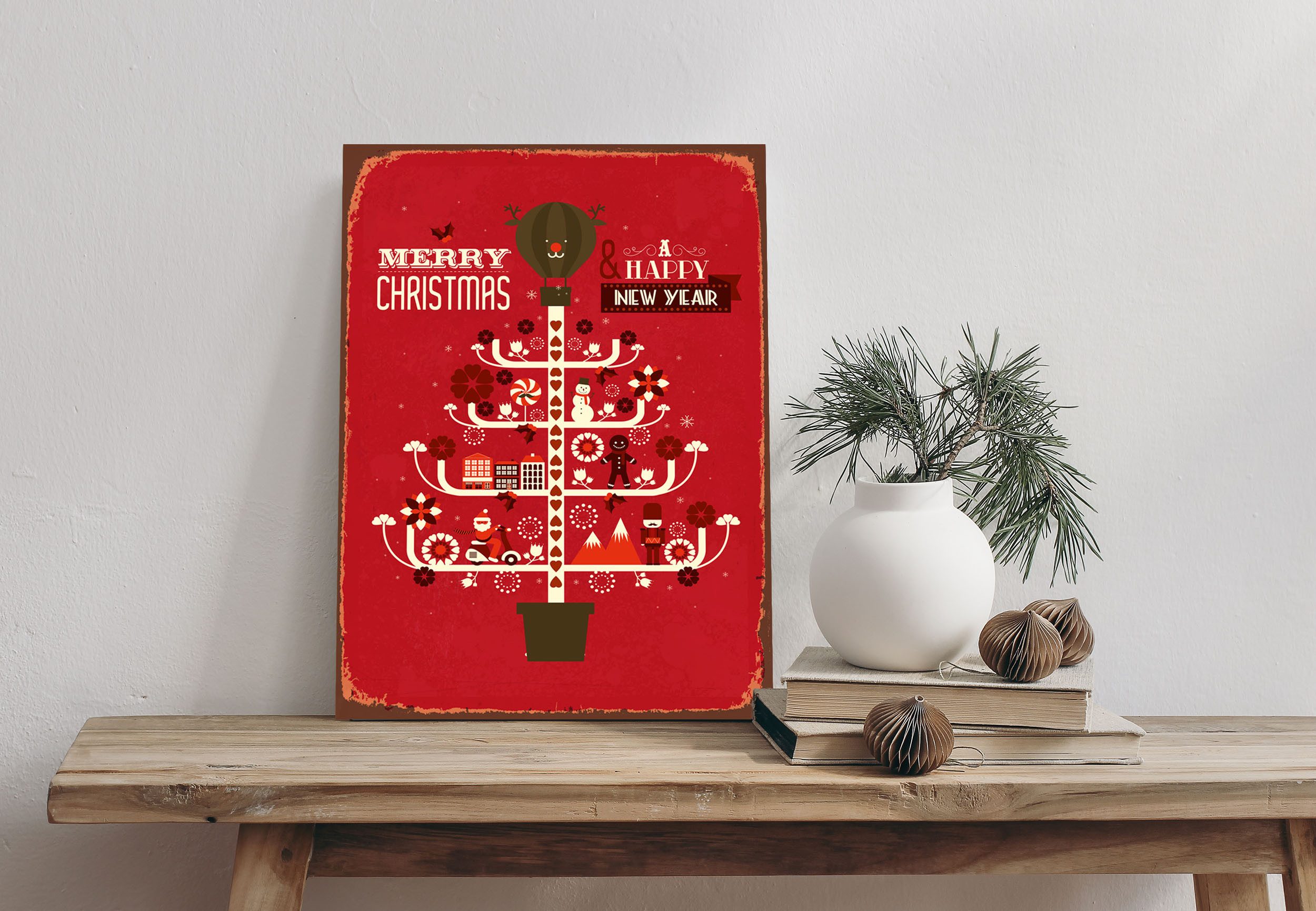 queence Alu-Dibond-Druck Weihnachtsbaum, Weihnachten, Weihnachtsbaum (1 St), Merry Christmas, Schild