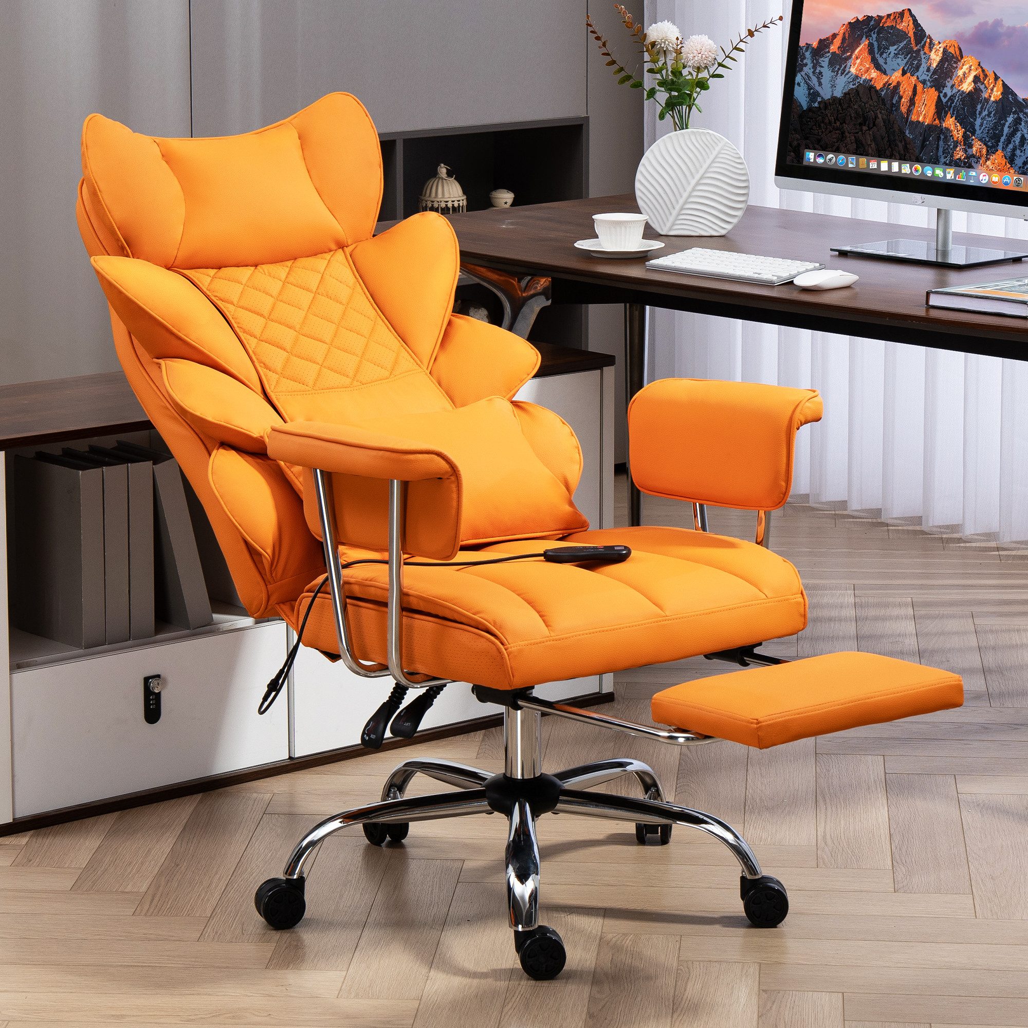 AISALL Bürostuhl Ergonomischer Computerstuhl, 90-135° Verstellbare Rückenlehne (1 St), Schreibtischstuhl mit Fußstütze, 360°-Drehfunktion
