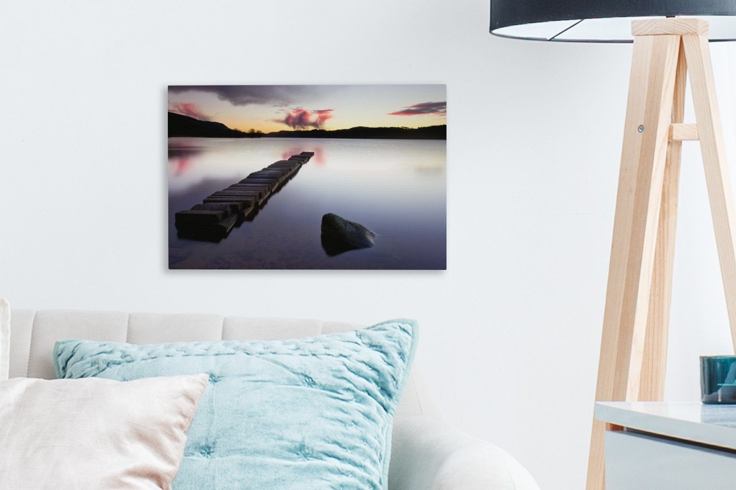 OneMillionCanvasses® Leinwandbild Ruhiger See Lomond Loch in, 30x20 Leinwandbilder, (1 cm im National Trossachs Park Wandbild Wanddeko, St), and the Aufhängefertig