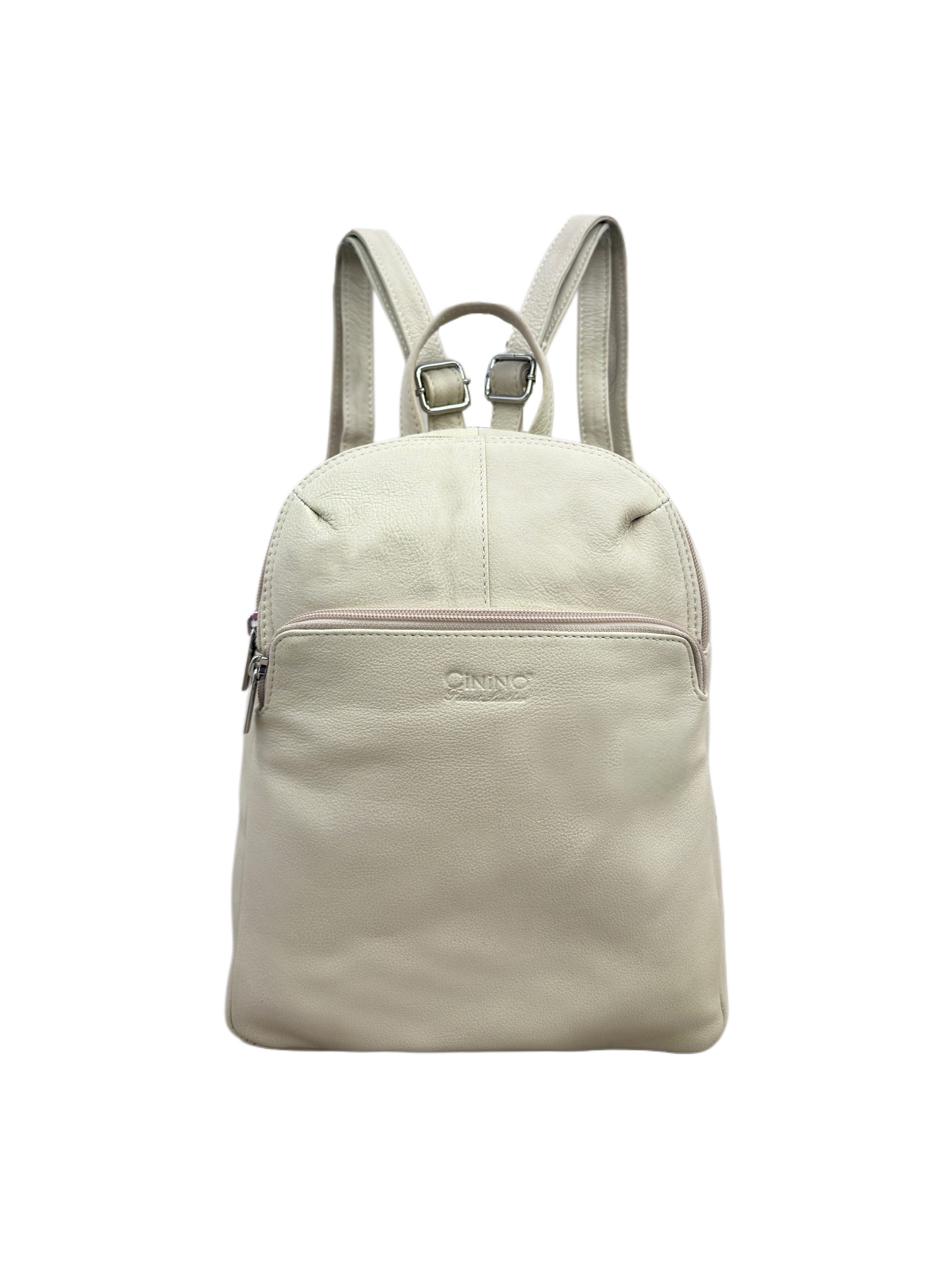 Cinino Cityrucksack C6104, Damen City-Rucksack aus echtem Rindleder