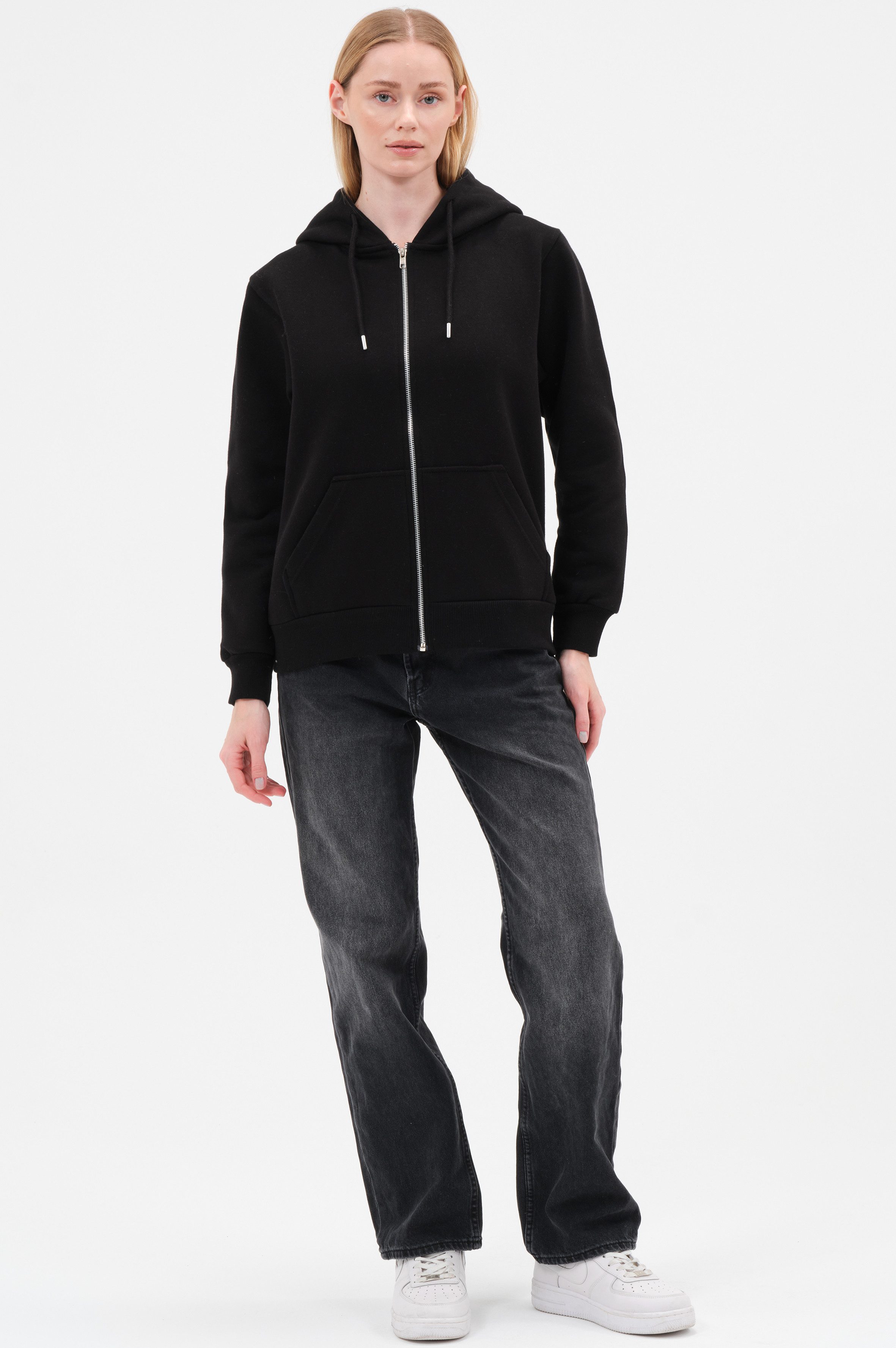 Smith & Solo Kapuzenpullover Damen - Sweatshirt mit Reißverschluss Zipper Hoodie Kapuzensweatjacke