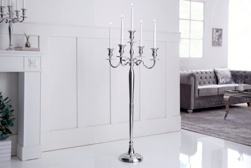 riess-ambiente Kerzenständer MODERN BAROCK 120cm silber, Metall · Kerzenhal günstig online kaufen