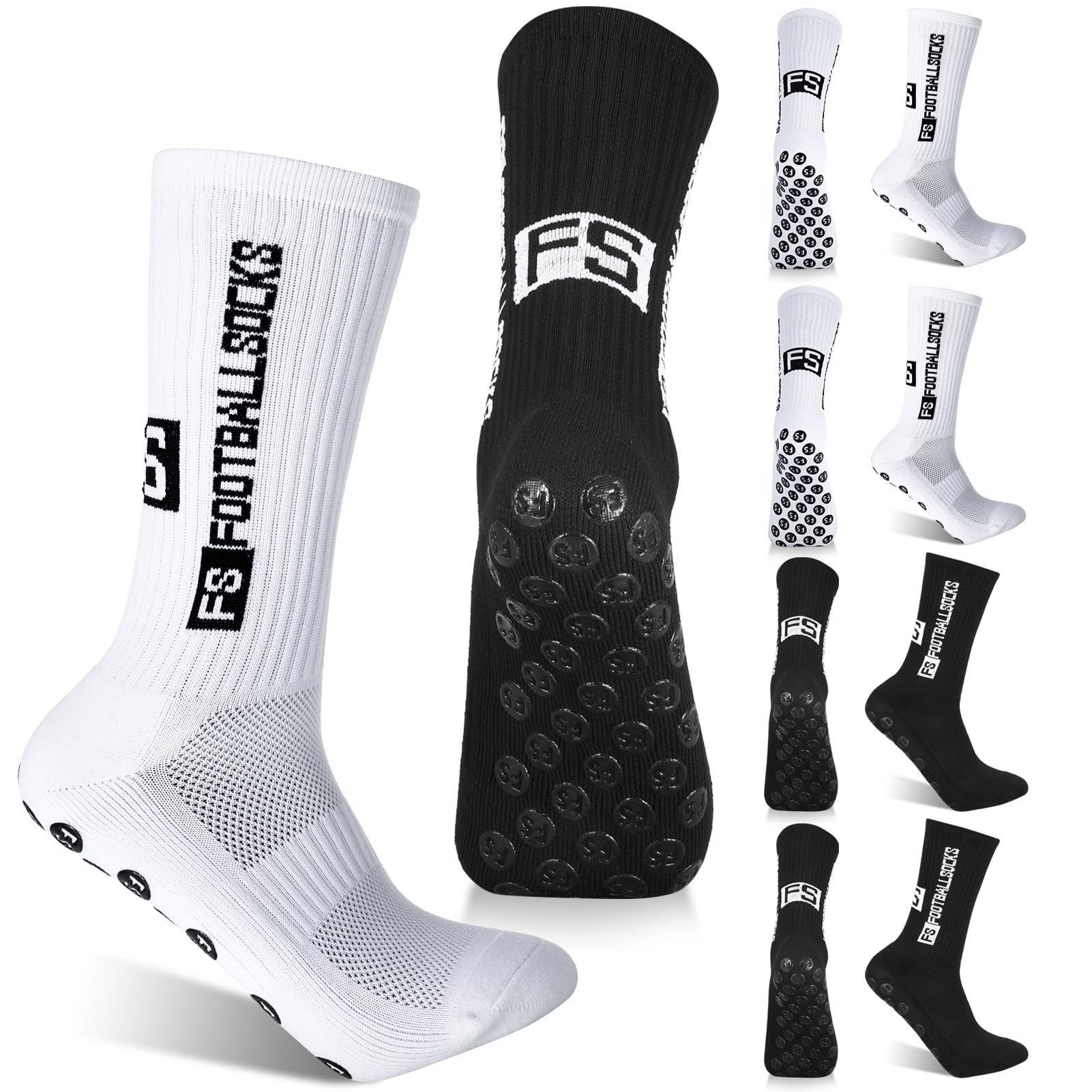 MOPUEA Sportsocken Sportsocken Rutschfeste Grip Fußballsocken 6 Paar 39-46 Basket Laufe (6 Paar Anti Rutsch Sportsocken Fußballsocken Set, Sport Socken Grip Fußball Laufen Basketball Training) Anti Rutsch atmungsaktiv elastisch rutschfest bequem