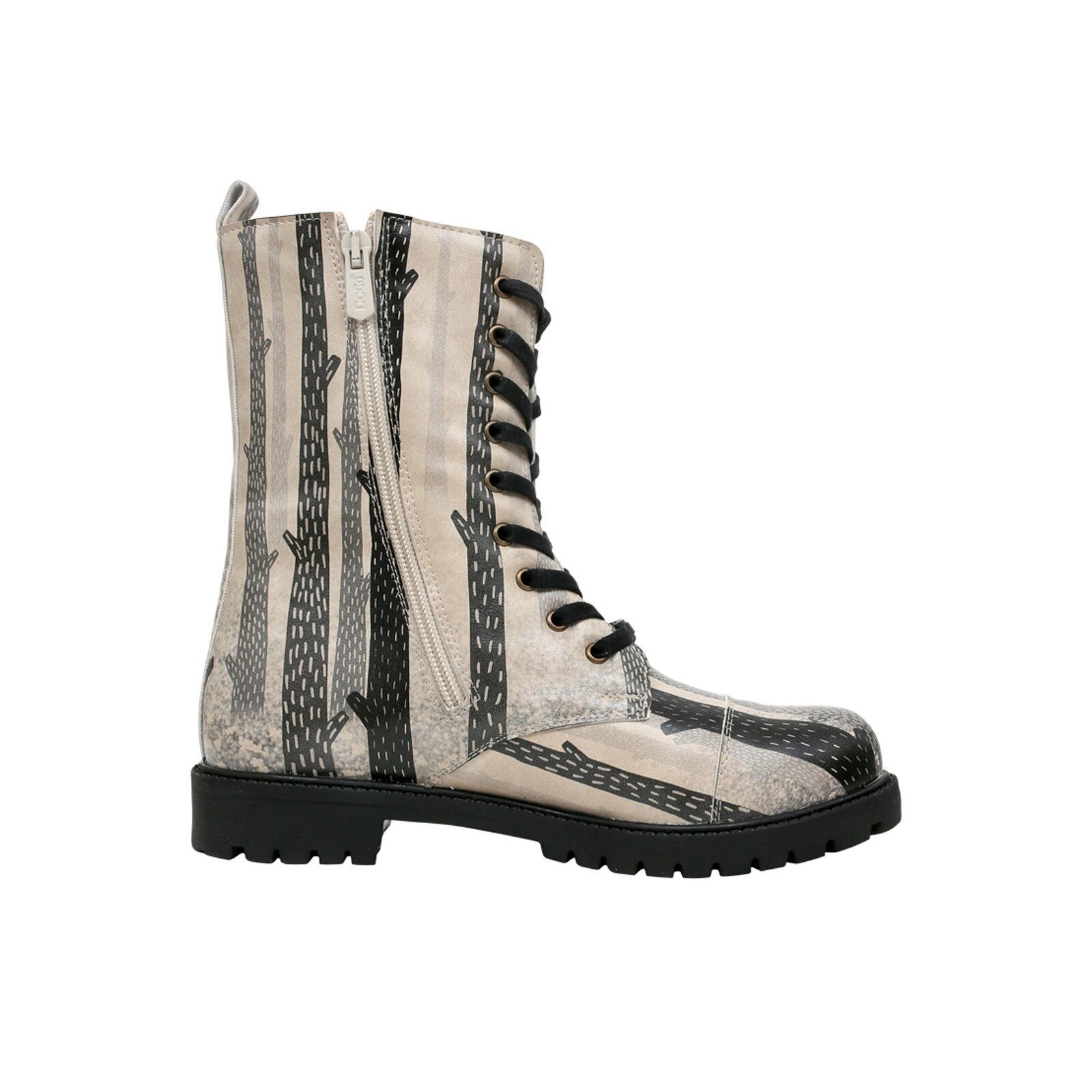 Damen Vegan DOGO Boots Schnürboots Grau-Schwarz