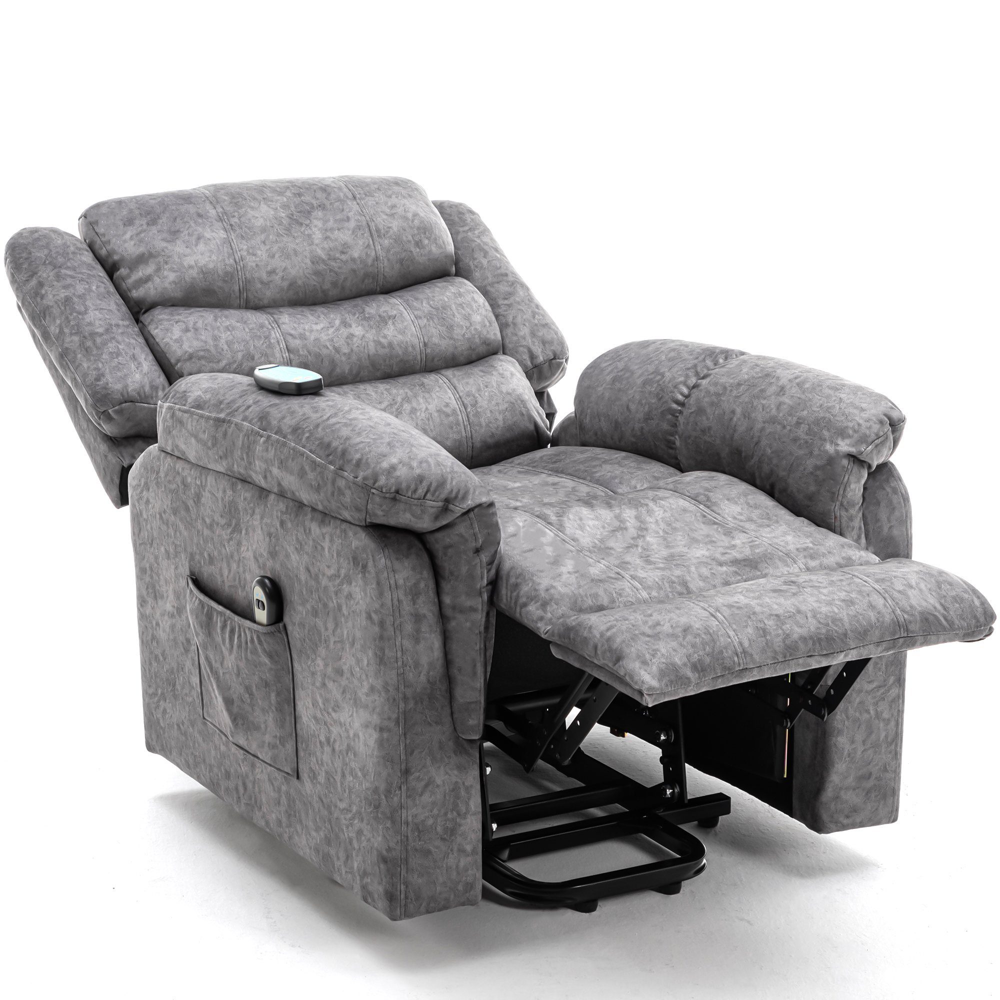 Massagesesel Ulife Relaxsessel TV-Sessel elektrisch Grau Wärme, Aufstehhilfe,