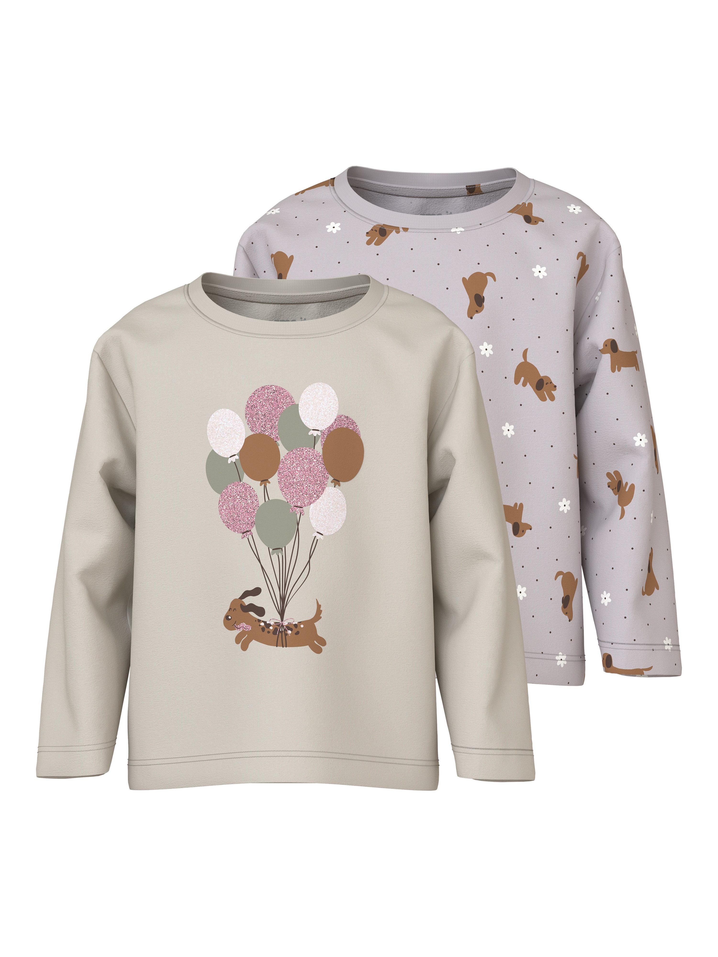 Name It Langarmshirt NMFVELDA 2P LS NREG TOP (Packung, 2-tlg) Baumwolle, regular fit