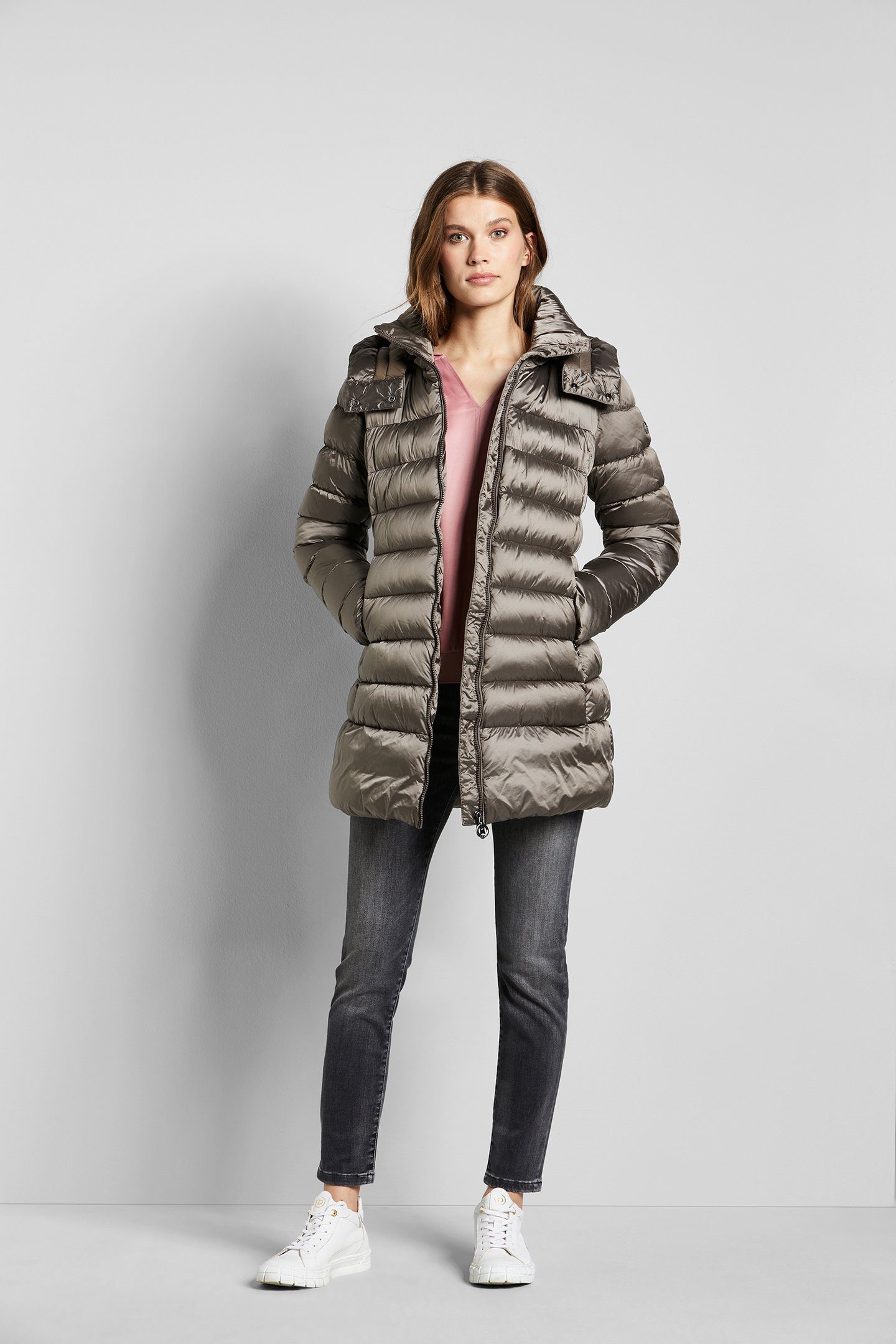 abnehmbarer Steppjacke Kapuze mit braun bugatti