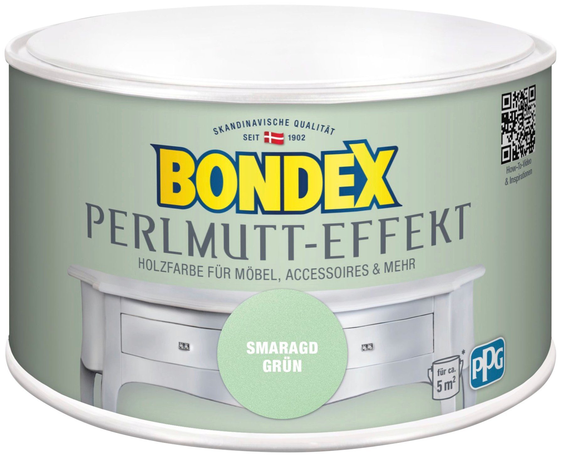 Bondex Bastelfarbe PERLMUTT-EFFEKT, Holzfarbe für Möbel & Accessoires, 0,5 l Smaragd Gruen
