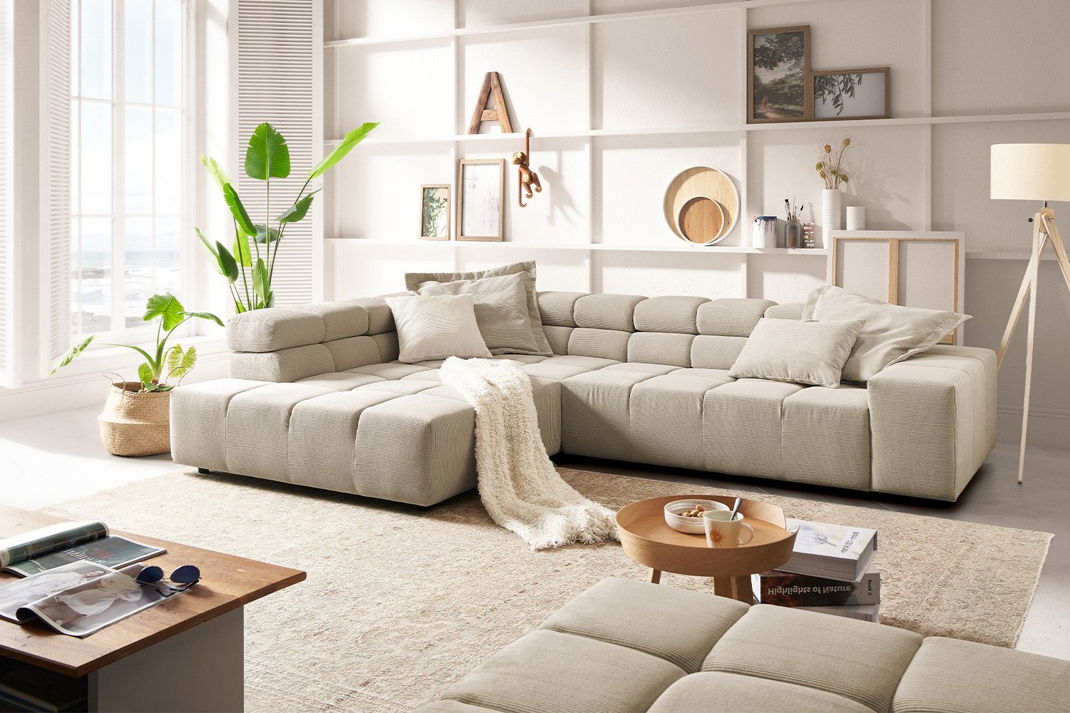 KAWOLA Ecksofa NEVADA, L-Form rechts oder links Feincord verschiedene Ausführungen 319x215 cm