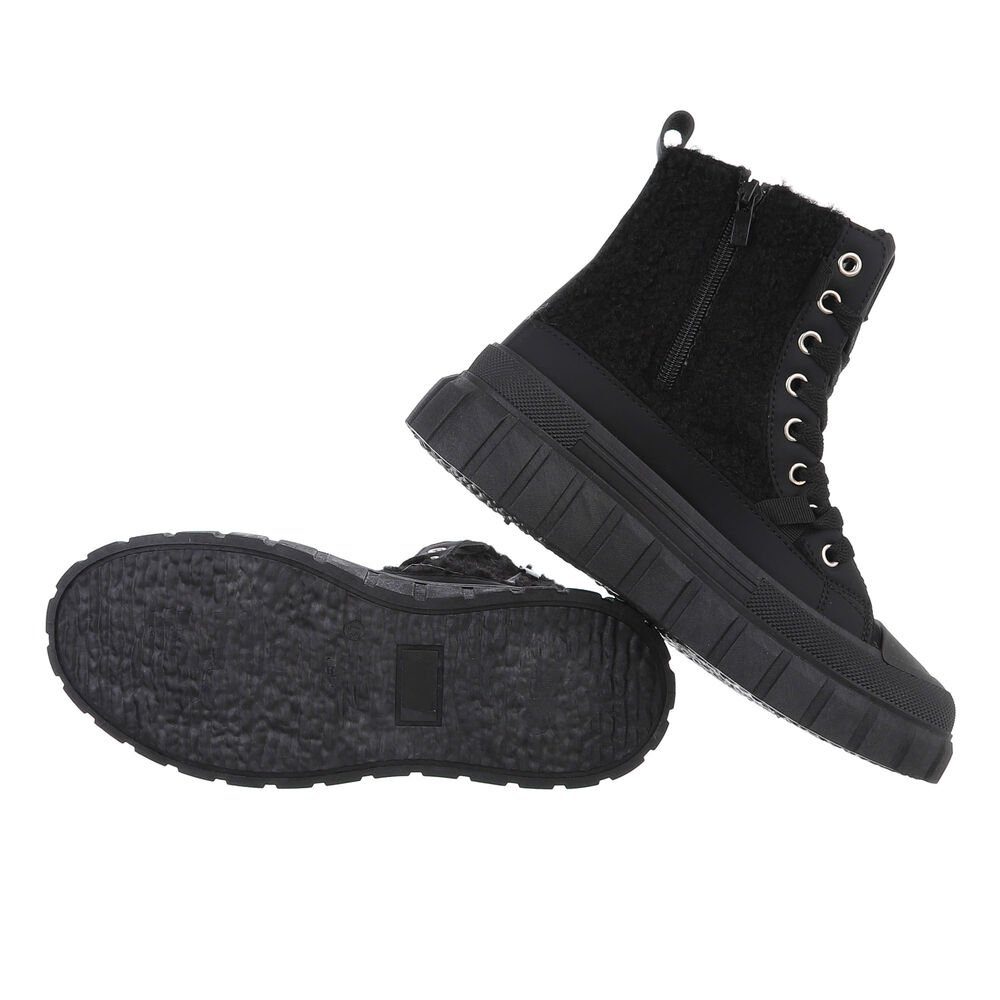 Ital-Design Damen High-Top Freizeit Sneakerboots (85135551) Keilabsatz/Wedge Sneakers High in Schwarz