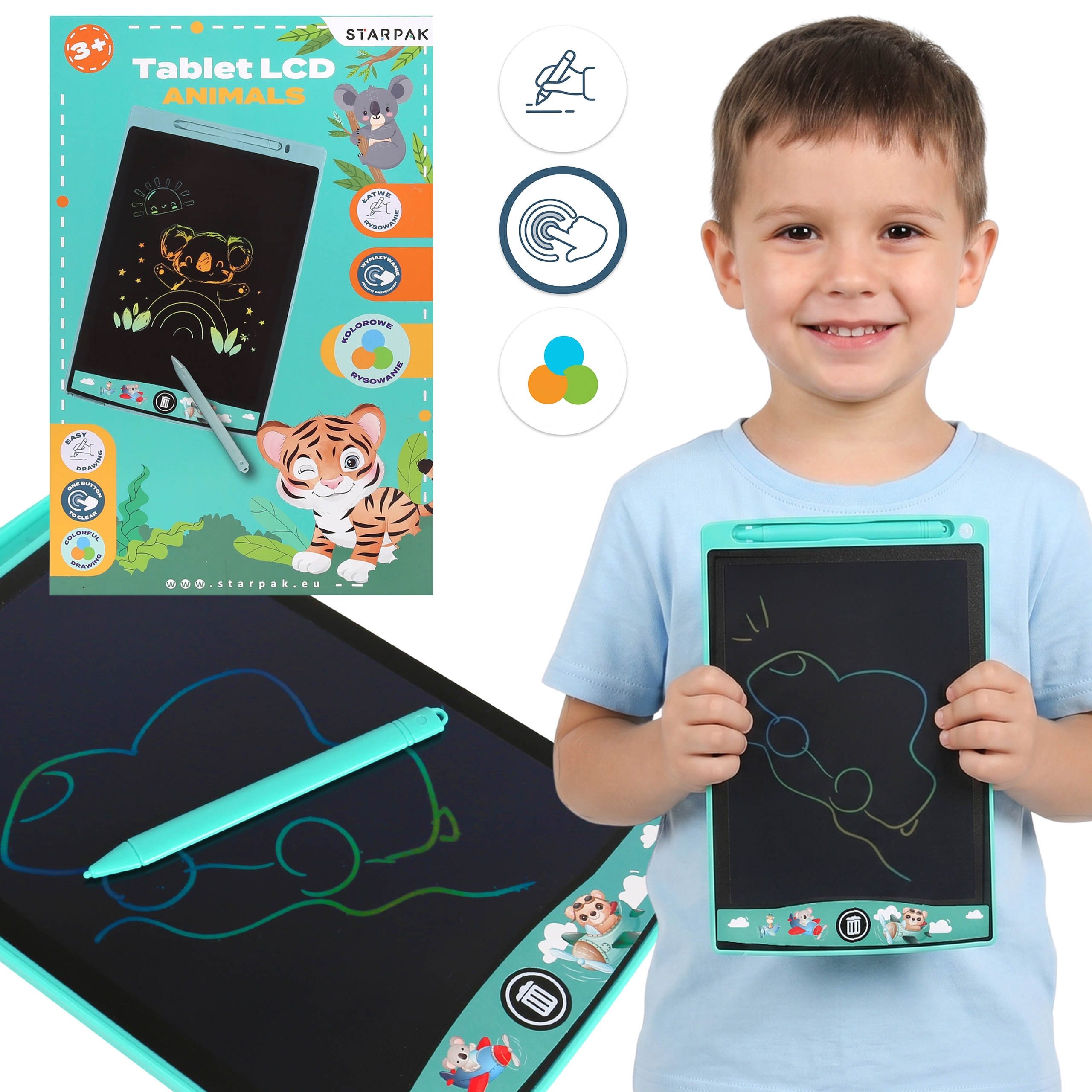 Sarcia.eu Lernspielzeug LCD Zeichentablett für Kinder – Schreibtafel mit Stylus 13"