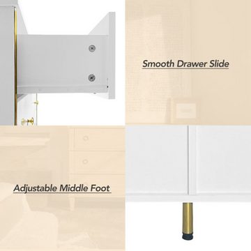 XDeer Sideboard Kommode mit 6 Schubladen, Kunststofffüße, weißes, Sideboard, Aufbewahrungsschrank, Eckschrank